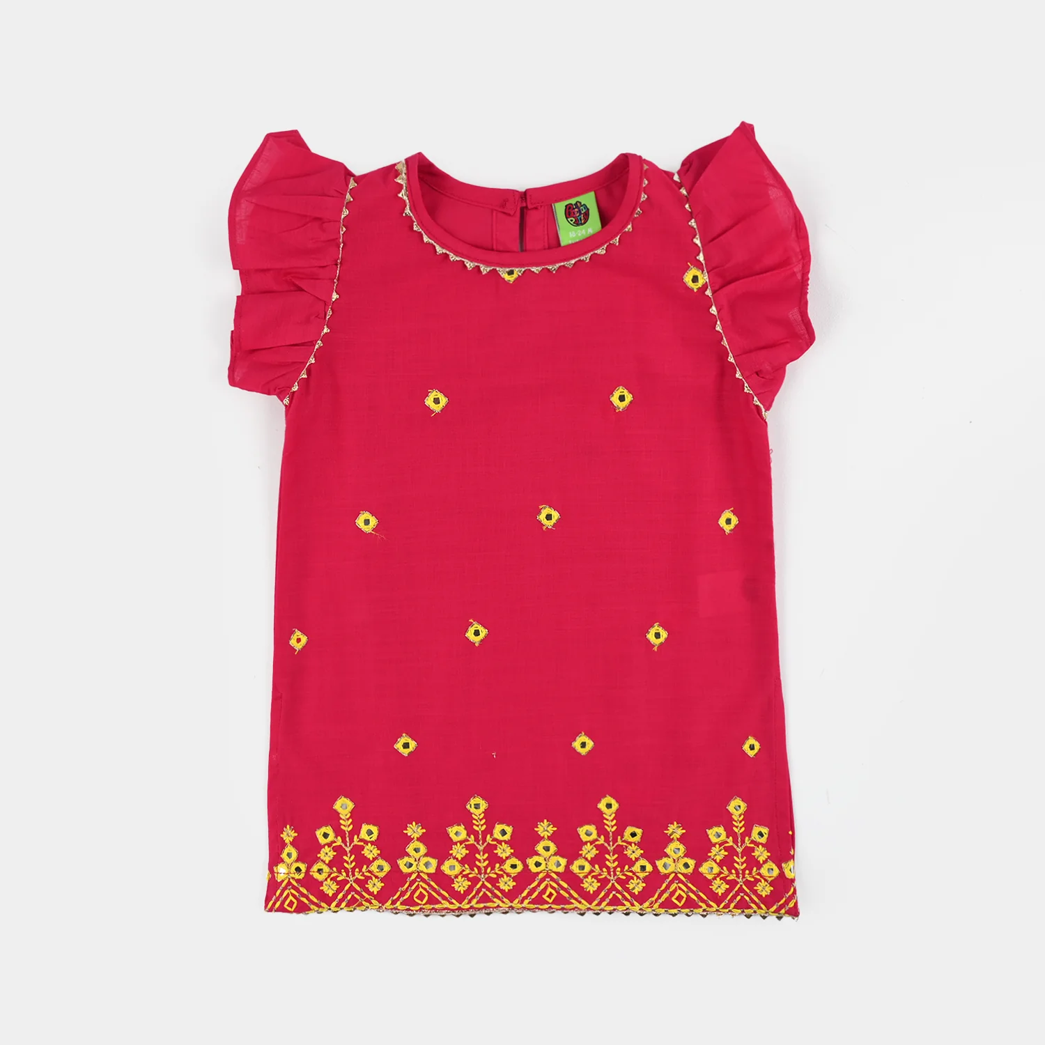 Infant Girls Cotton Slub 2Pc Suit (Pari) - Shocking Pink - Image 8