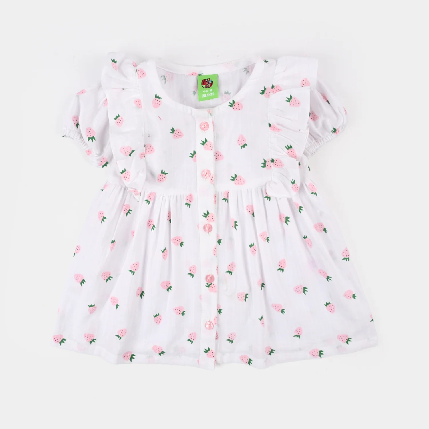 Infant Girls 2-Piece Jacquard Suit – Berry Floral Print White - Image 2