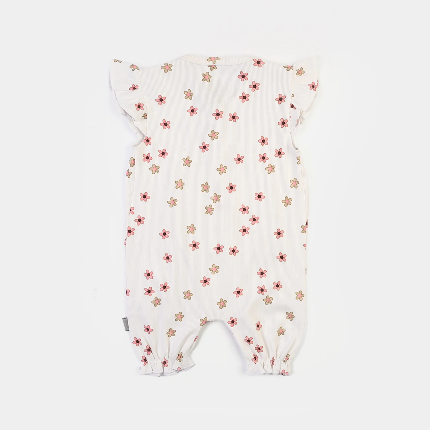 Infant Girls 2x1 Rib Romper Flowers-OFF White - Image 4