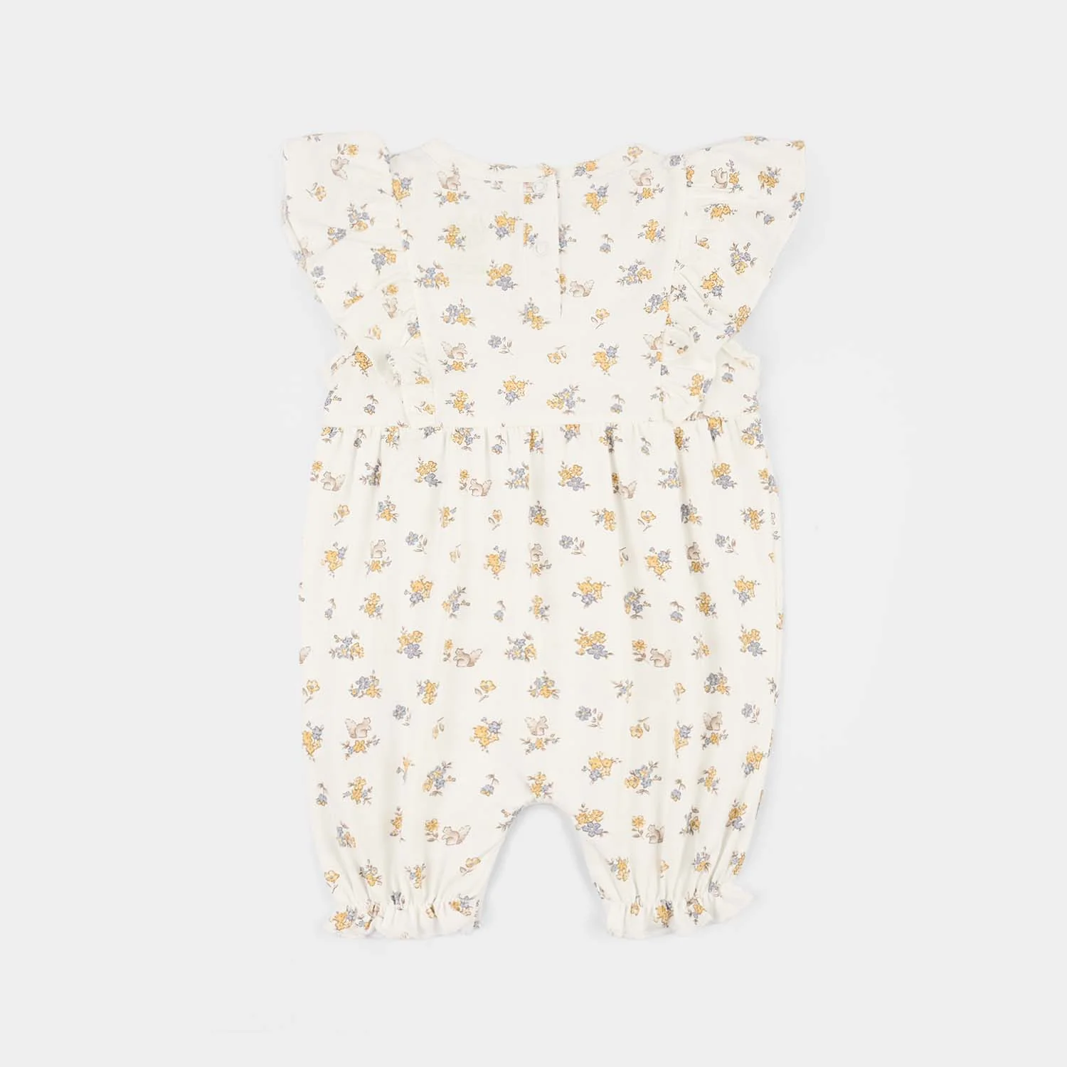 Infant Girls 2x1 Rib Romper Rabbit-White - Image 4