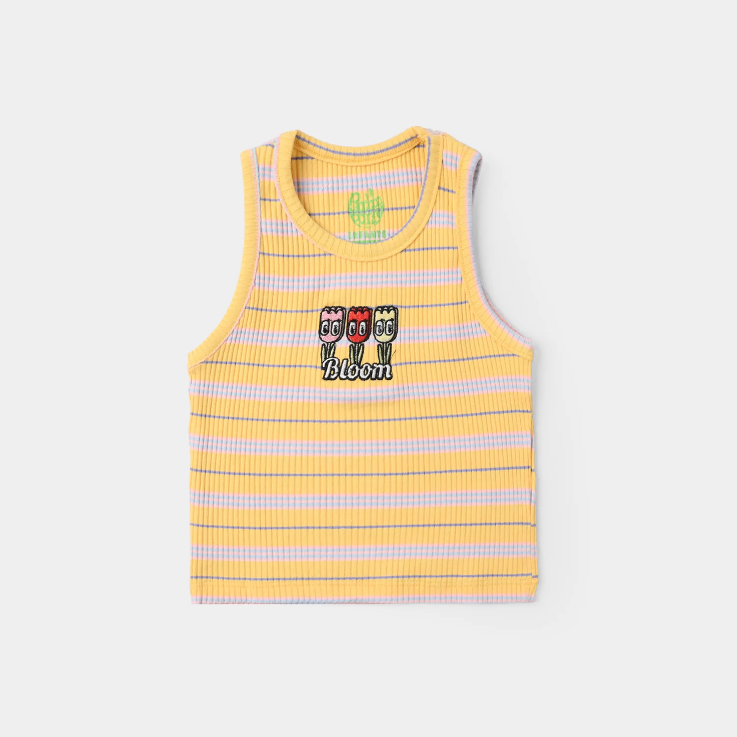 Infant Girls 2x1 Rib Sando Stripes - Bloom - Image 2