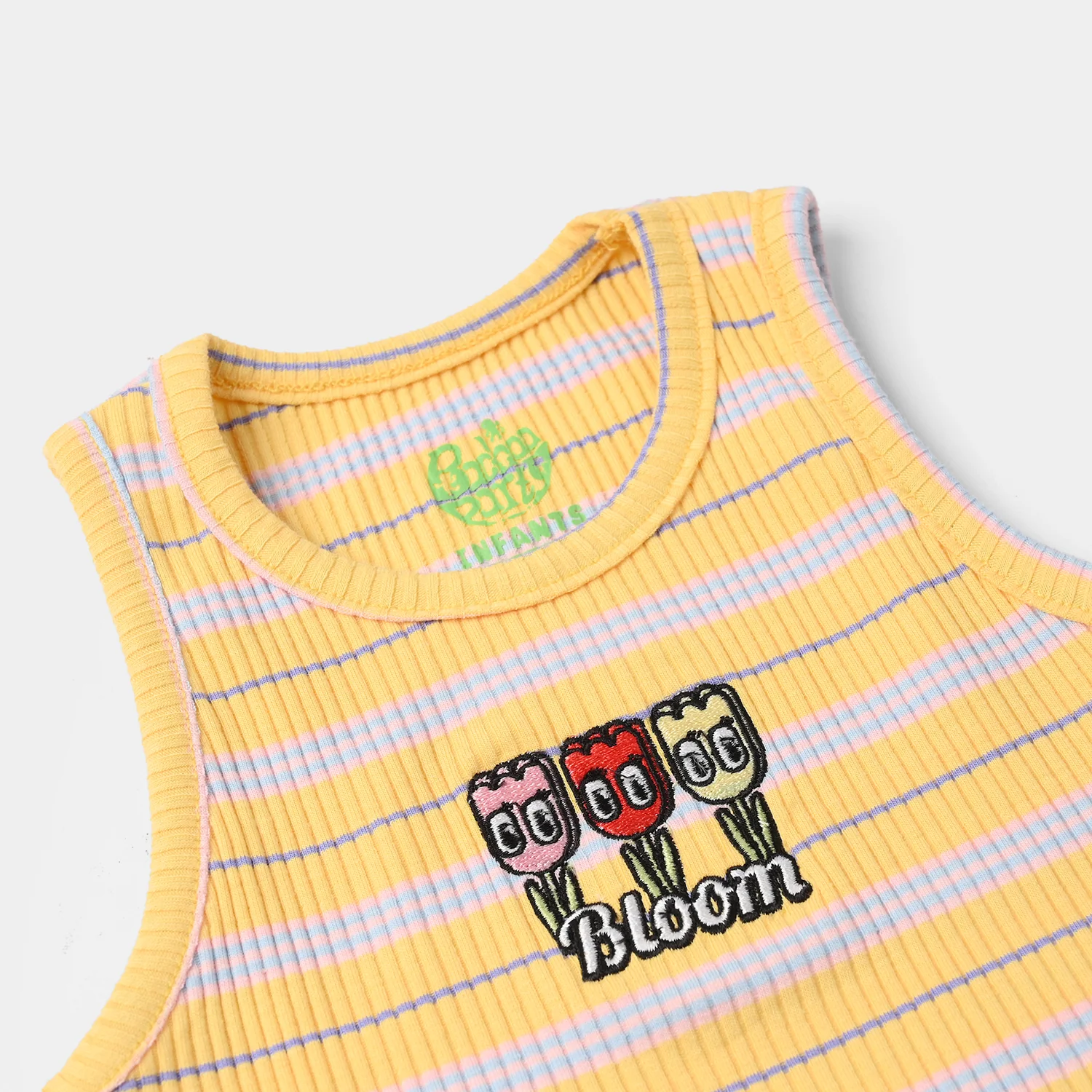 Infant Girls 2x1 Rib Sando Stripes - Bloom - Image 3