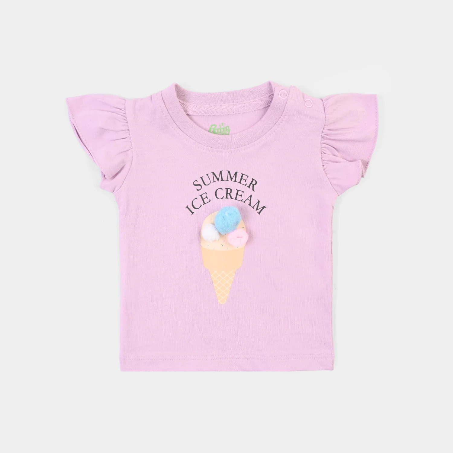 Infant Girls 2x1 Rib T-Shirt Summer Ice Cream-Orchid - Image 2
