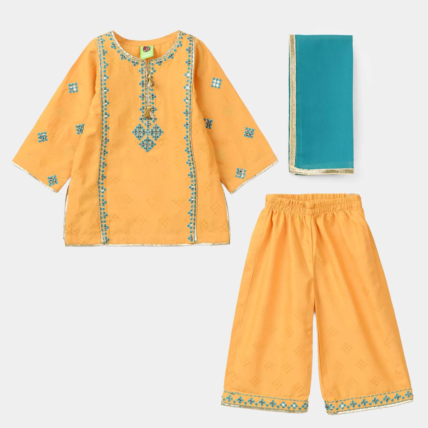 Infant Girls Jacquard 3Pcs (Ishq) – Yellow - Image 3