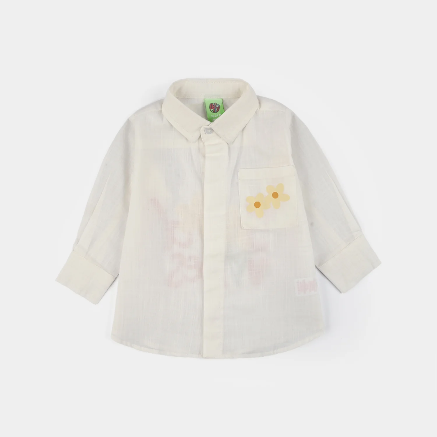 Infant Girls Raw Silk Casual Top (Good Vibes) - White