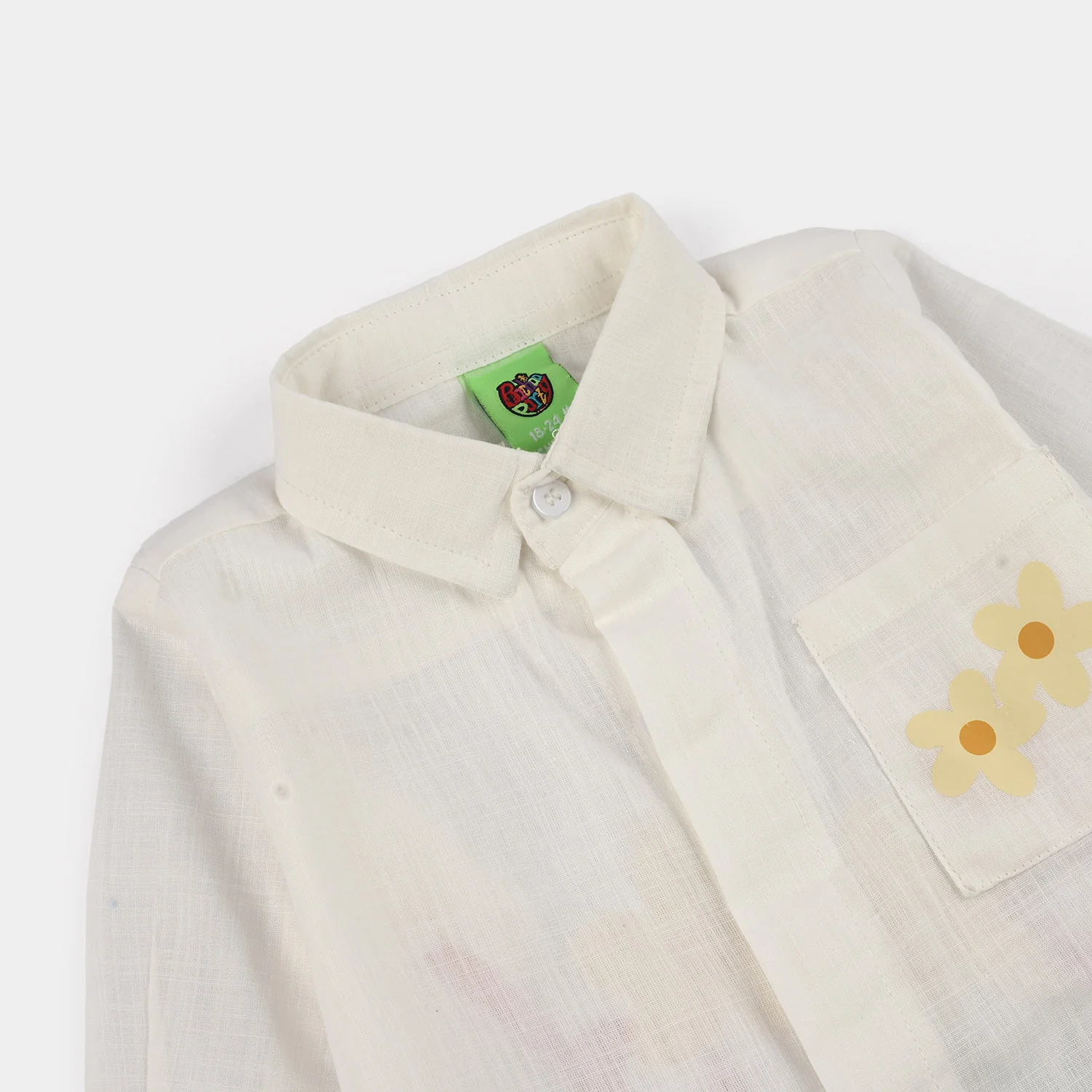 Infant Girls Raw Silk Casual Top (Good Vibes) - White - Image 2