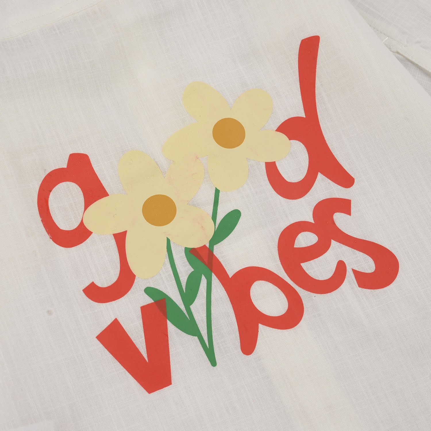 Infant Girls Raw Silk Casual Top (Good Vibes) - White - Image 4