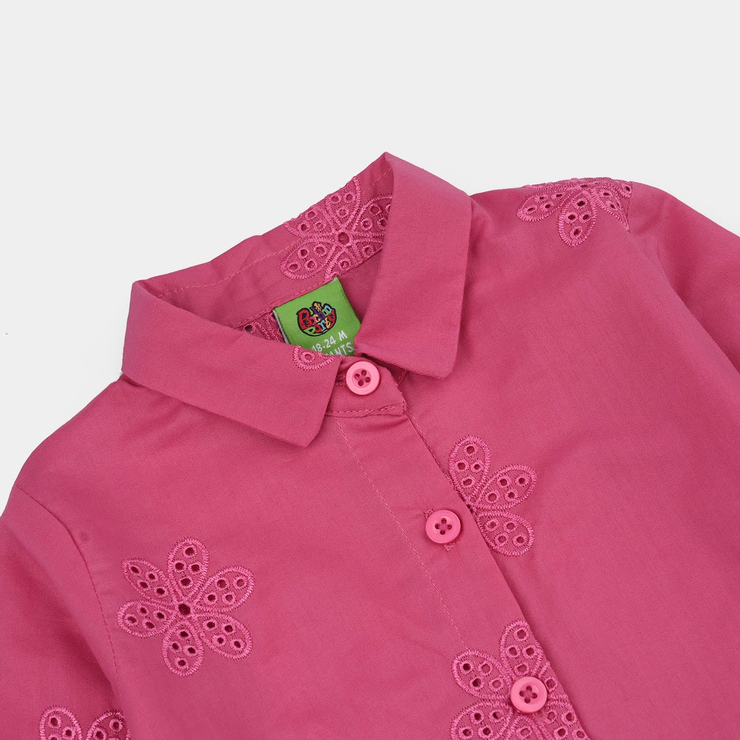 Infant Girls Chicken Kari Embroidered Top (Rose) - Fuchsia - Image 2