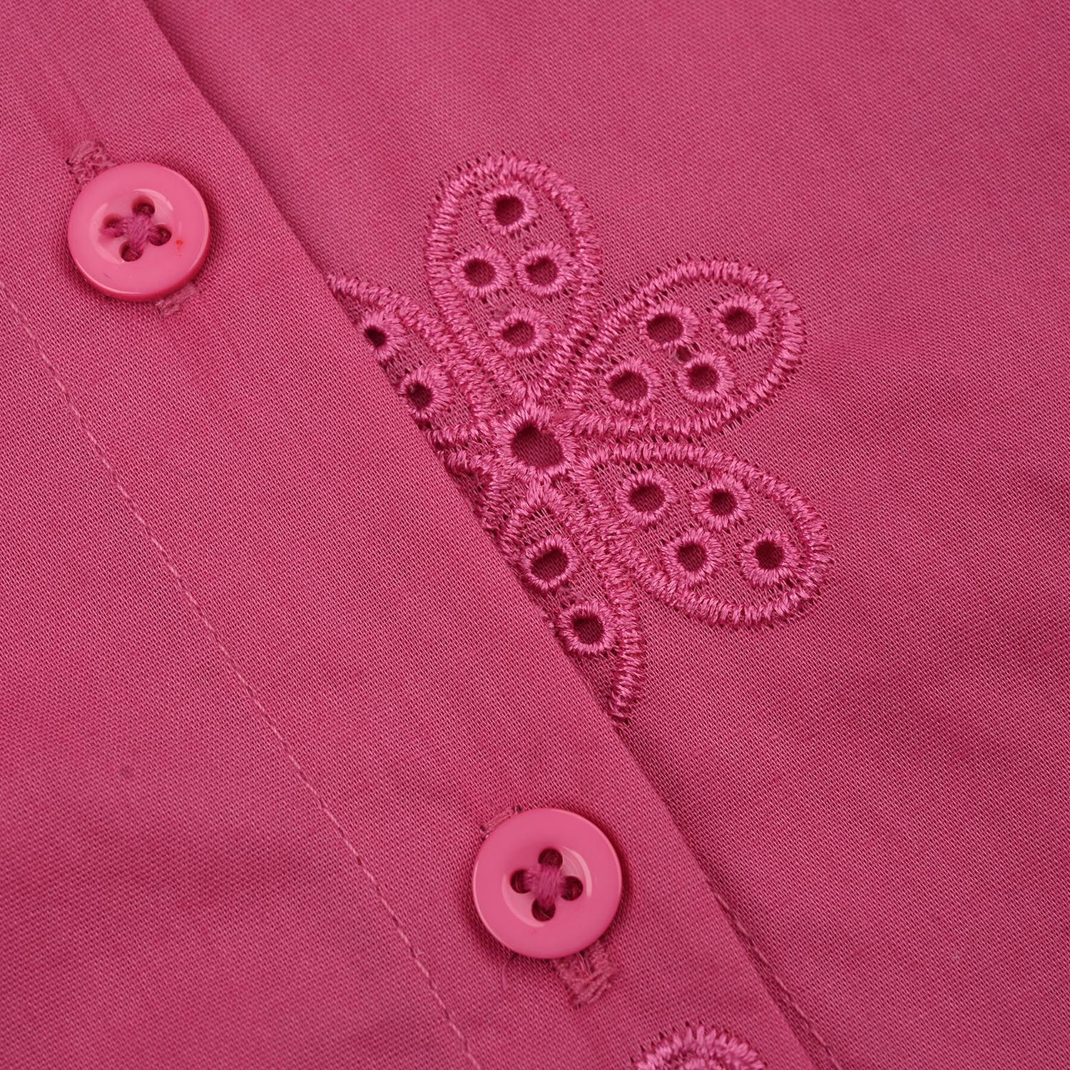 Infant Girls Chicken Kari Embroidered Top (Rose) - Fuchsia - Image 3