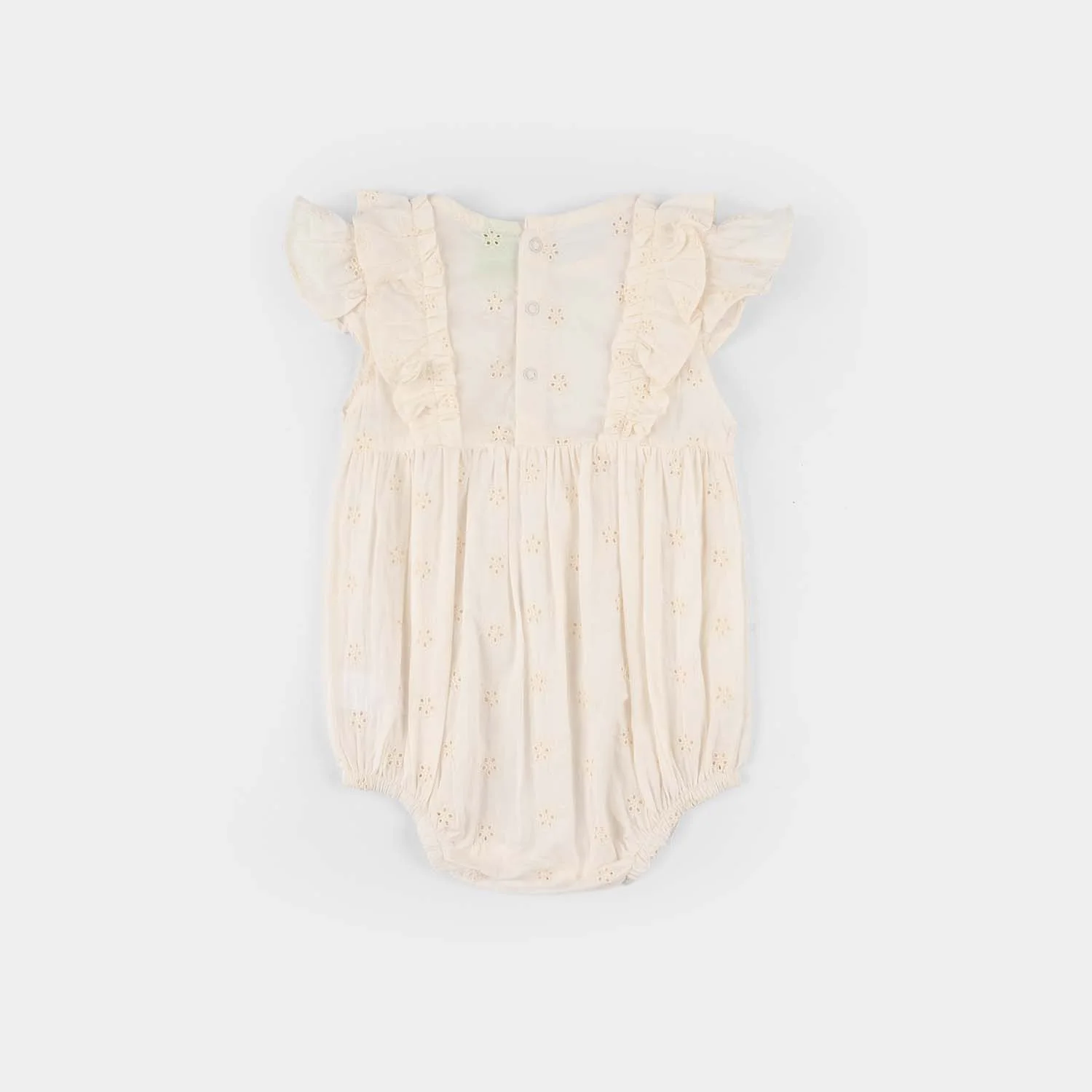 Infant Girls Cotton Romper (Chicken Kari) - Off-White - Image 4