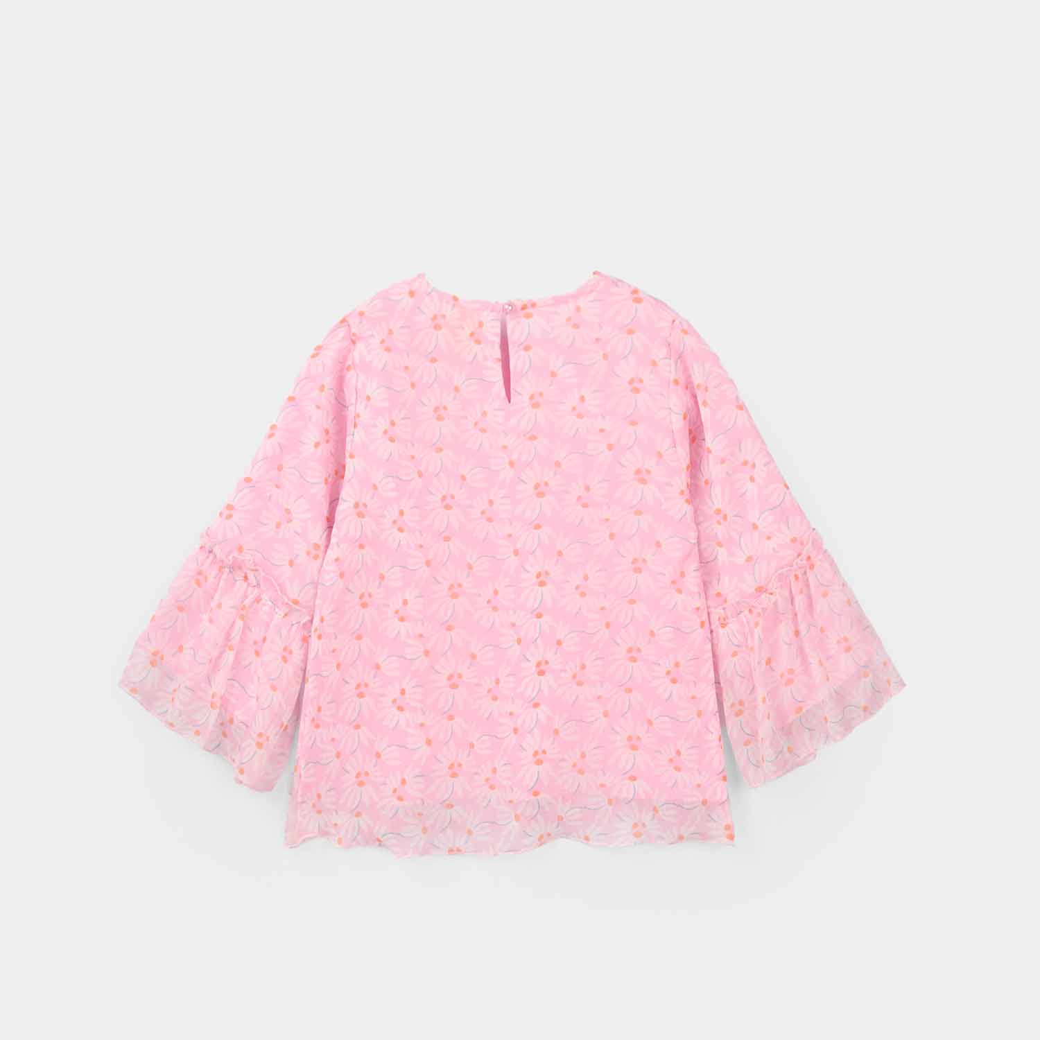 Infant Girls Chiffon Casual Top - Pink Flamingo - Image 2
