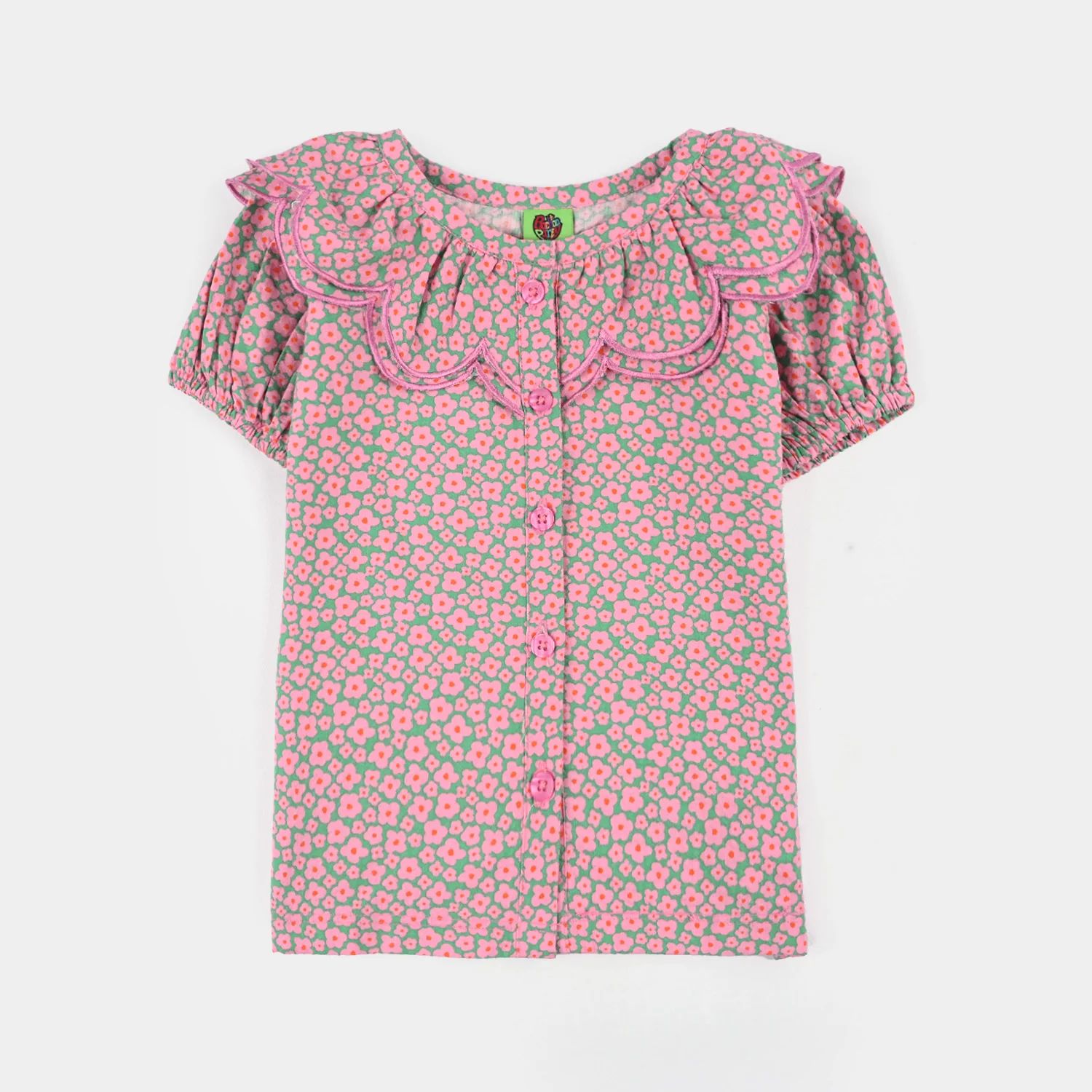 Infant Girls Cotton 2-Piece Suit (Mint Pop) - Pink - Image 2