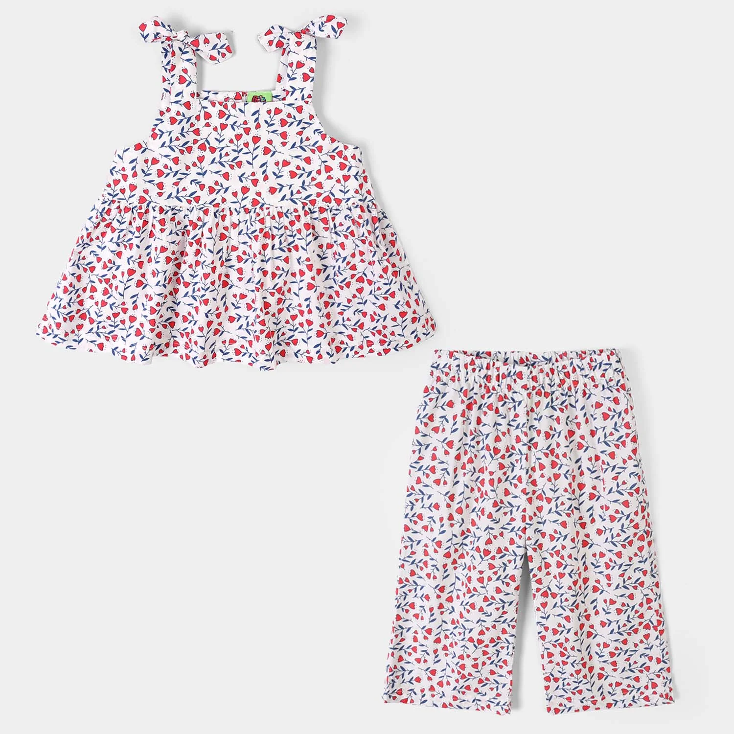 Infant Girls Cotton 2Pc Suit Blossom - Multi