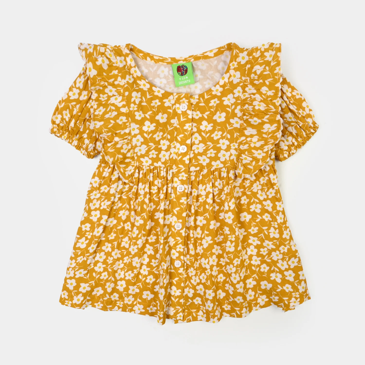 Infant Girls Cotton 2Pc Suit Daisy- Mustard - Image 2