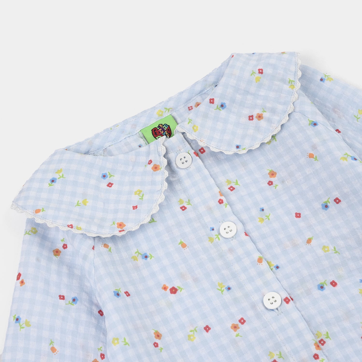 Infant Girls Cotton 2Pc Suit-Flower Bloom-Light Blue - Image 3