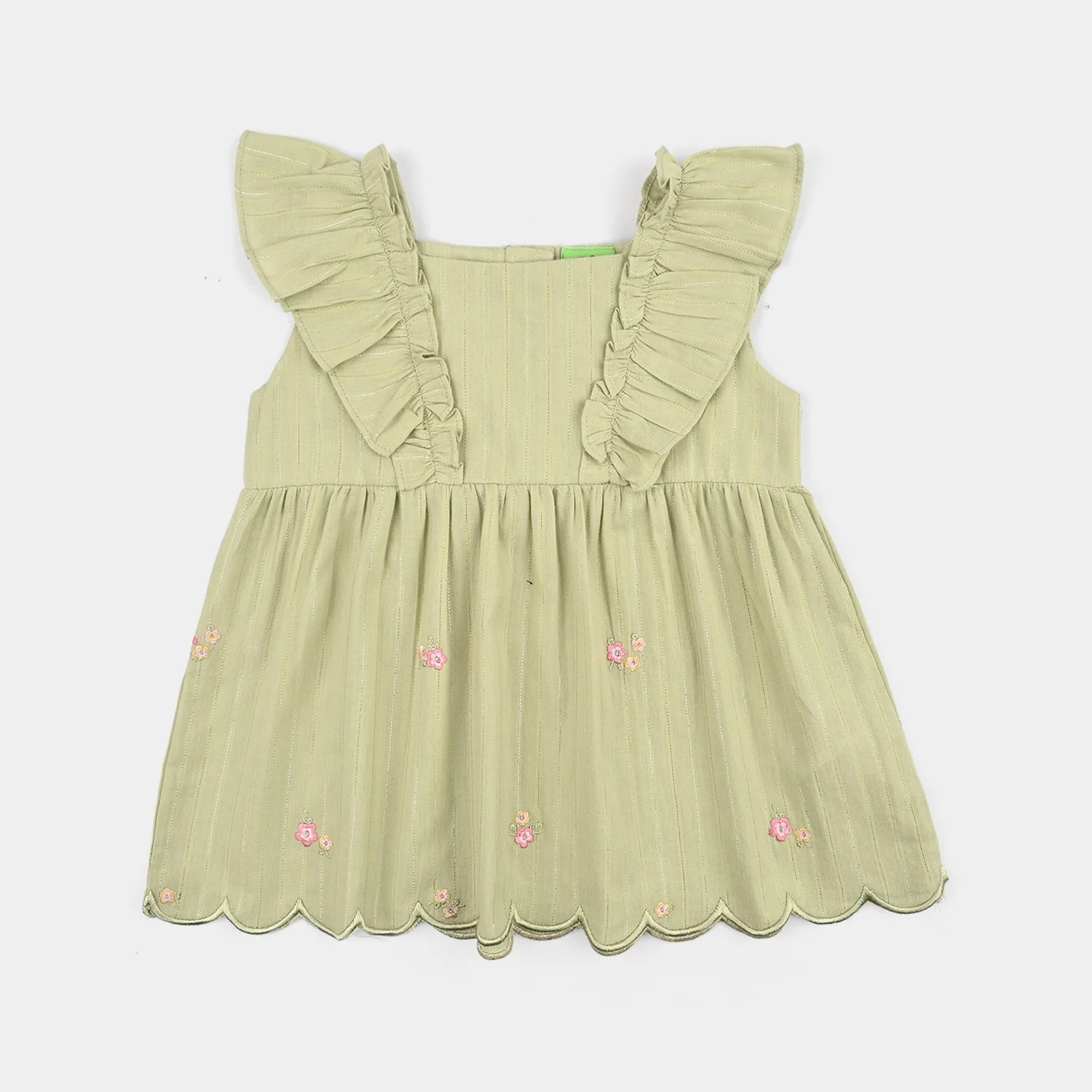Infant Girls Cotton 2Pc Suit-Flowery-Light.Green - Image 2