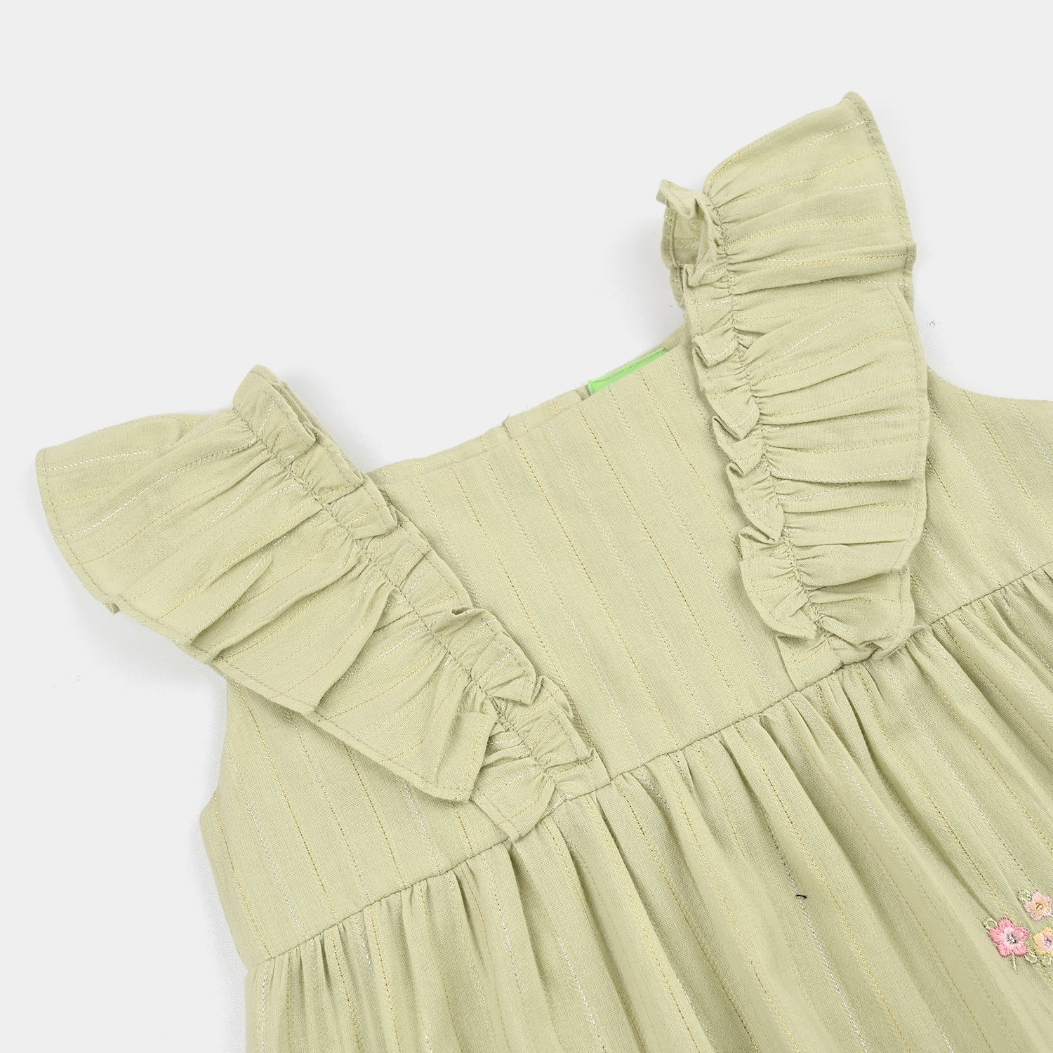Infant Girls Cotton 2Pc Suit-Flowery-Light.Green - Image 3