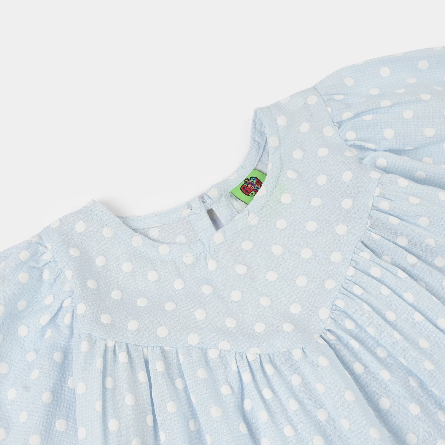 Infant Girls Cotton Casual Frock - Blue - Image 2