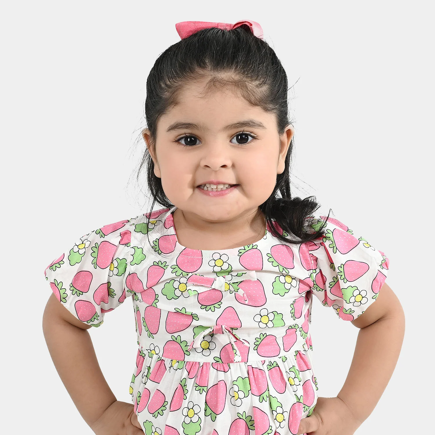 Infant Girls Cotton Casual Frock (Strawberry) - Multi - Image 2