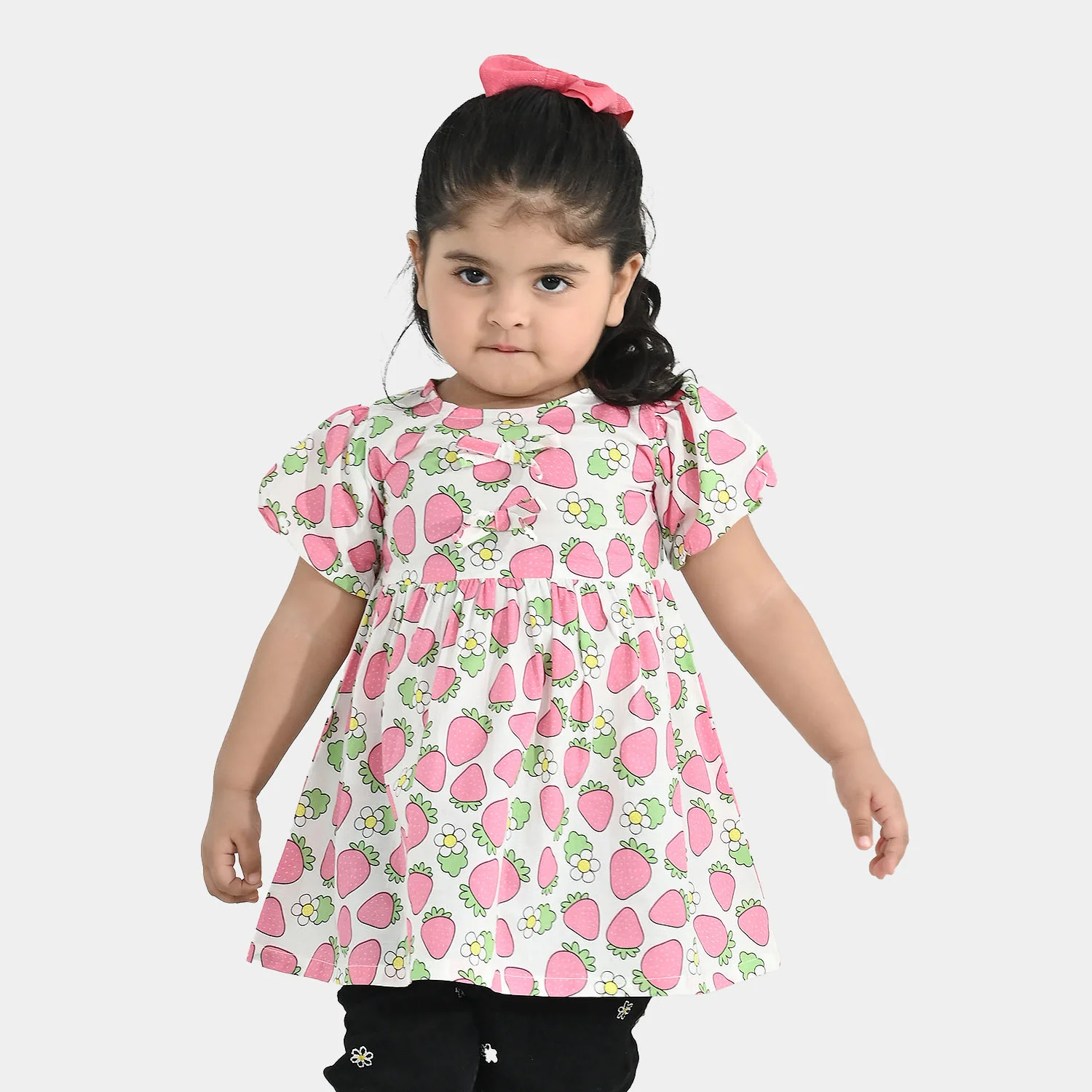 Infant Girls Cotton Casual Frock (Strawberry) - Multi - Image 3