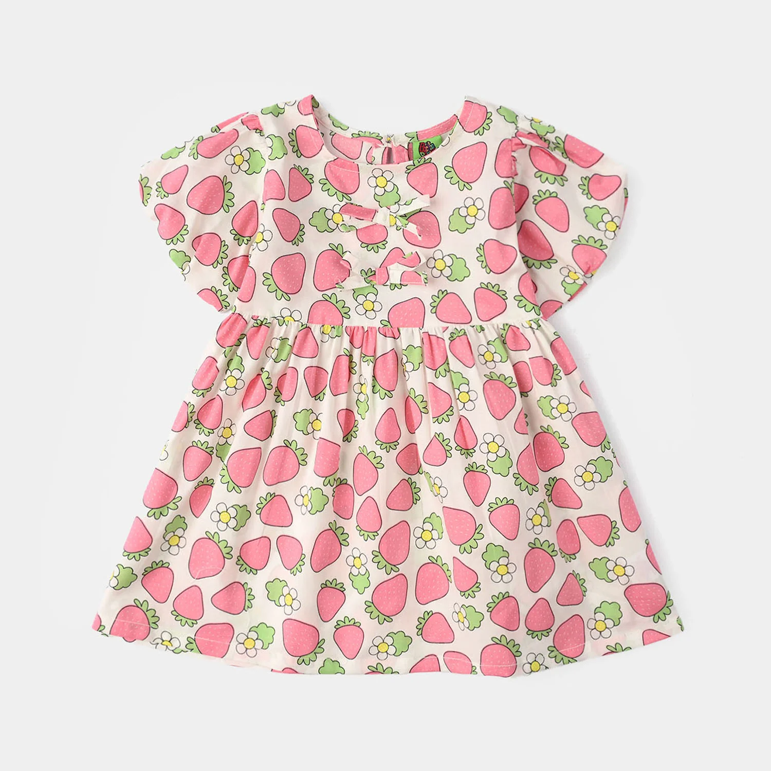 Infant Girls Cotton Casual Frock (Strawberry) - Multi - Image 6