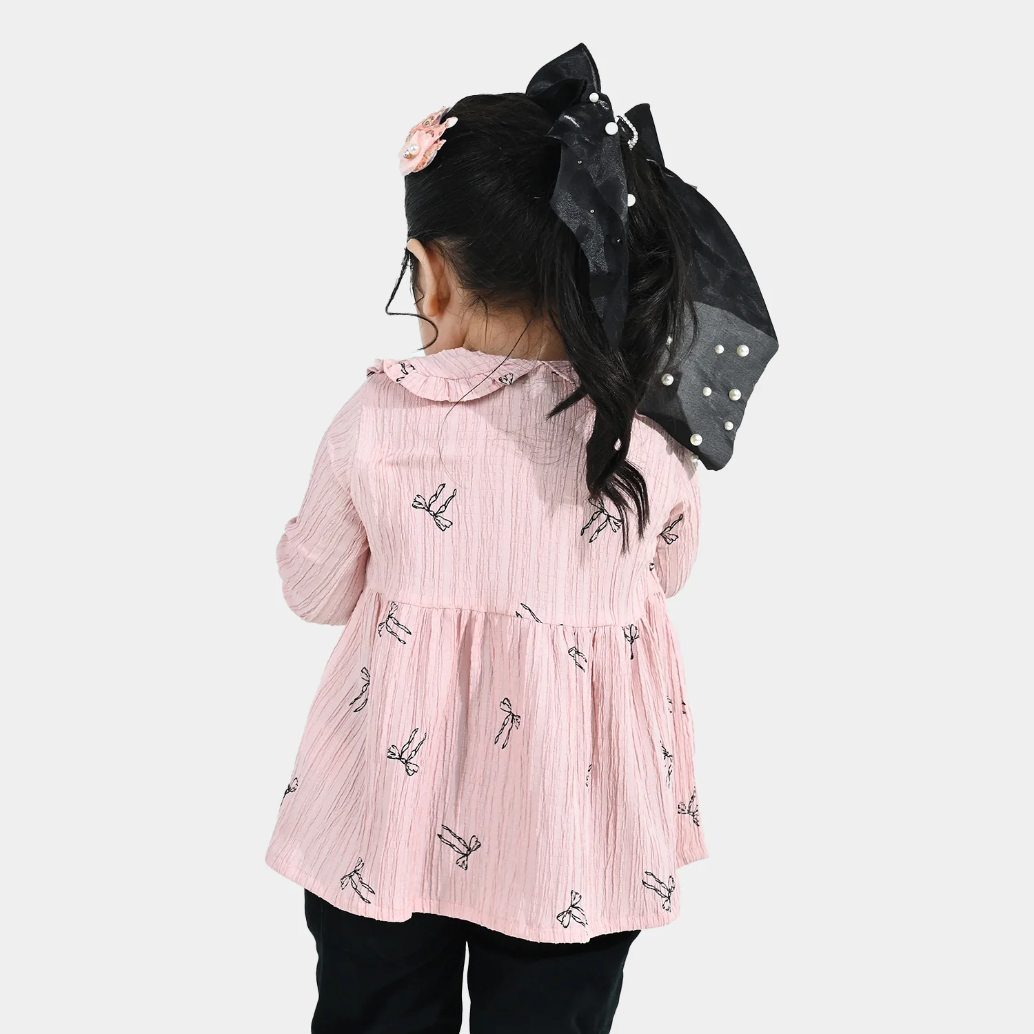 Infant Girls Cotton Casual Top (Bow) - Light Pink - Image 5