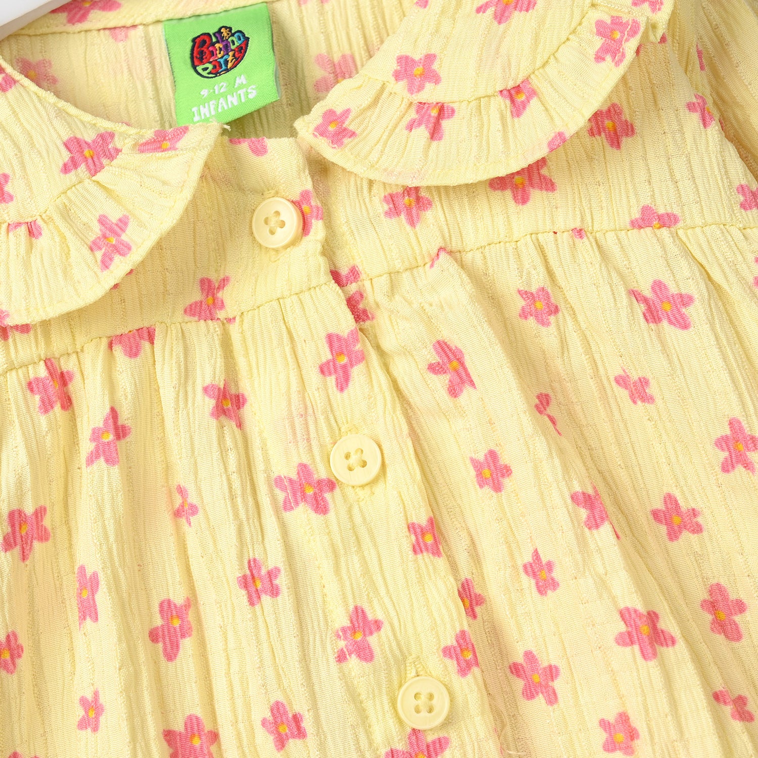 Infant Girls Cotton Casual Top - Lemon Yellow - Image 2