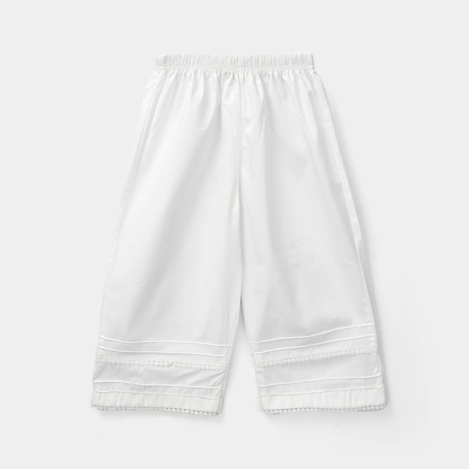 Infant Girls Cotton Culottes Laces - White
