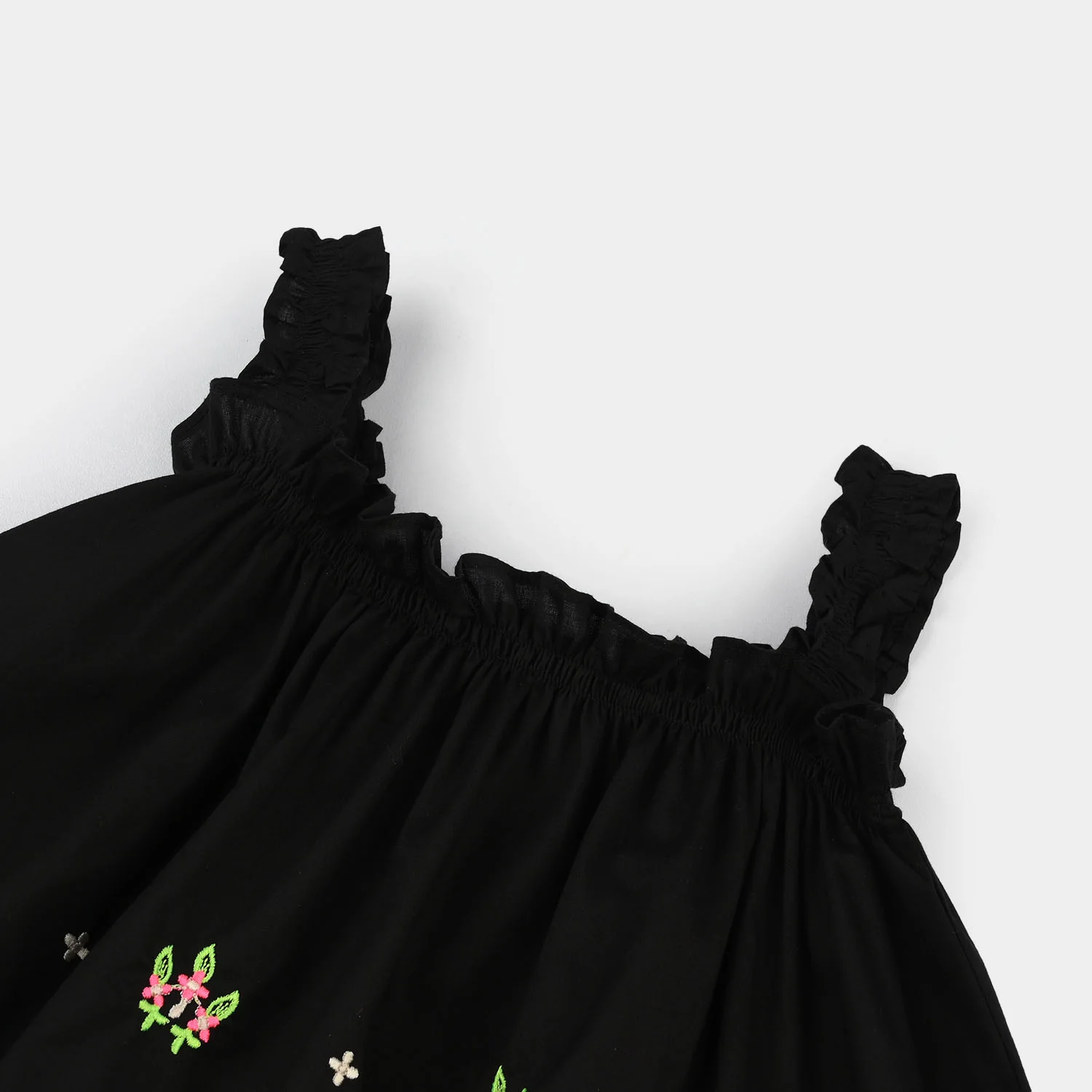 Infant Girls Cotton Embroidered 2-Piece Set (Juuhar) - Black - Image 3