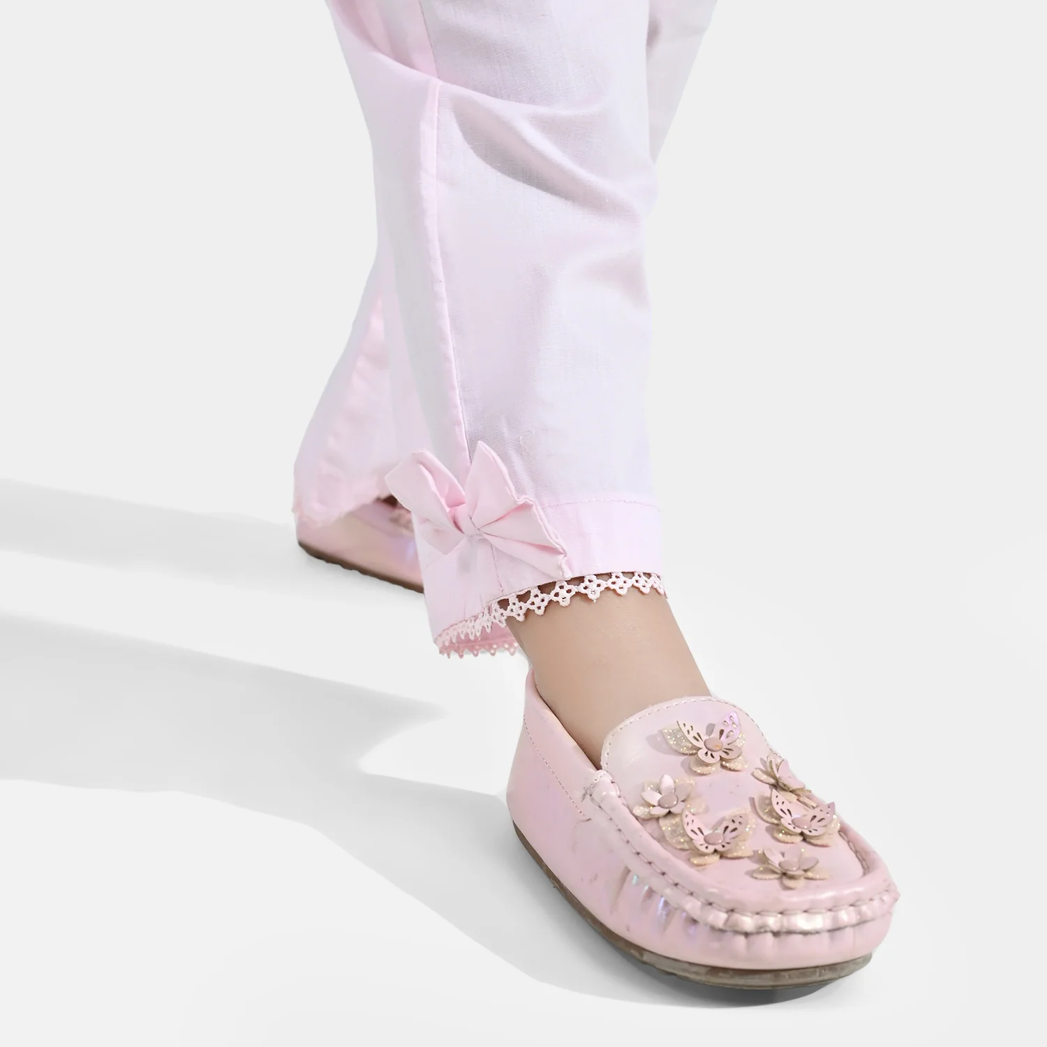 Infant Girls Cotton  Embroidered 2Pcs (Mehka Gul) - Baby Pink - Image 6