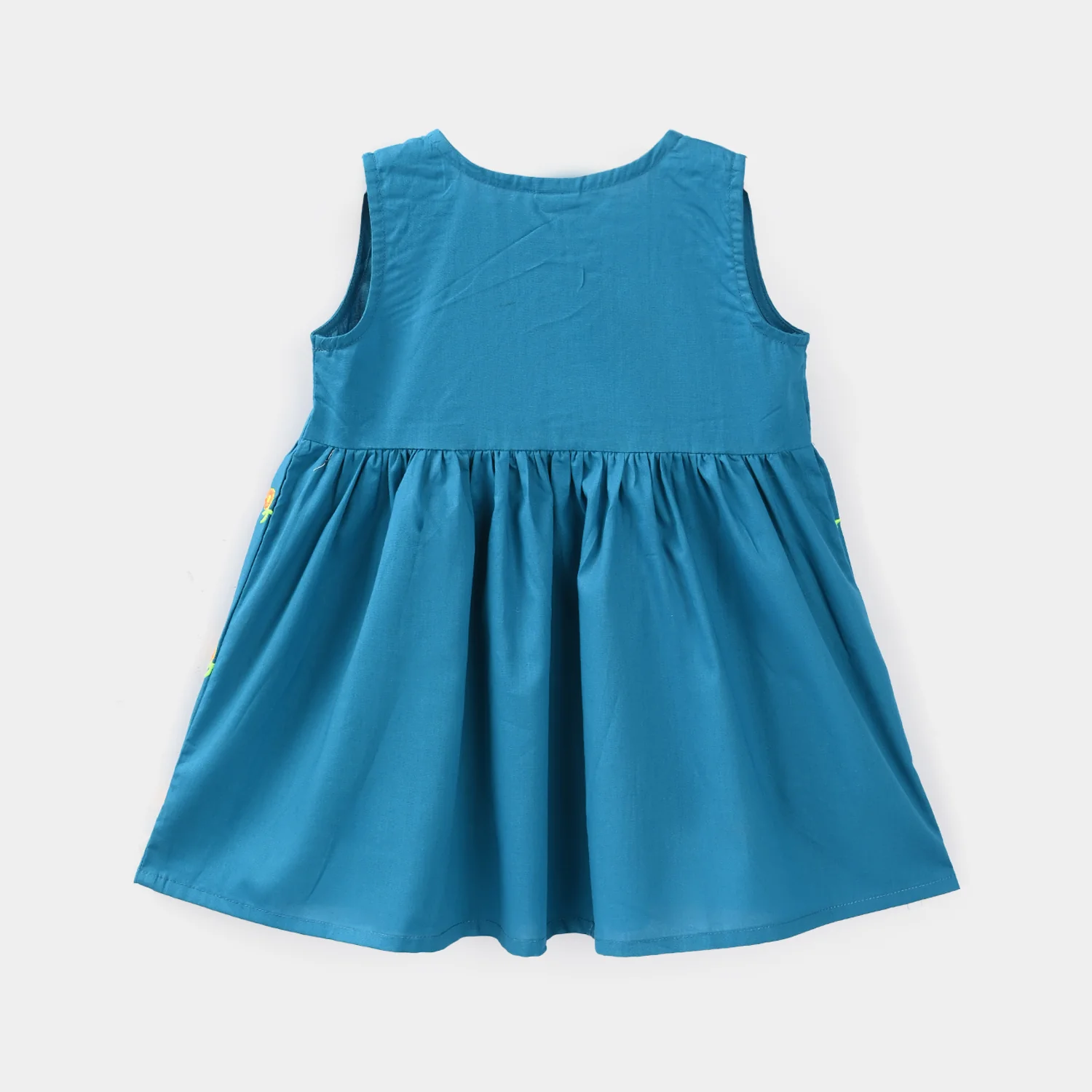 Infant Girls Cotton Embroidered 2Pcs Royal Blue - Turquoise - Image 4