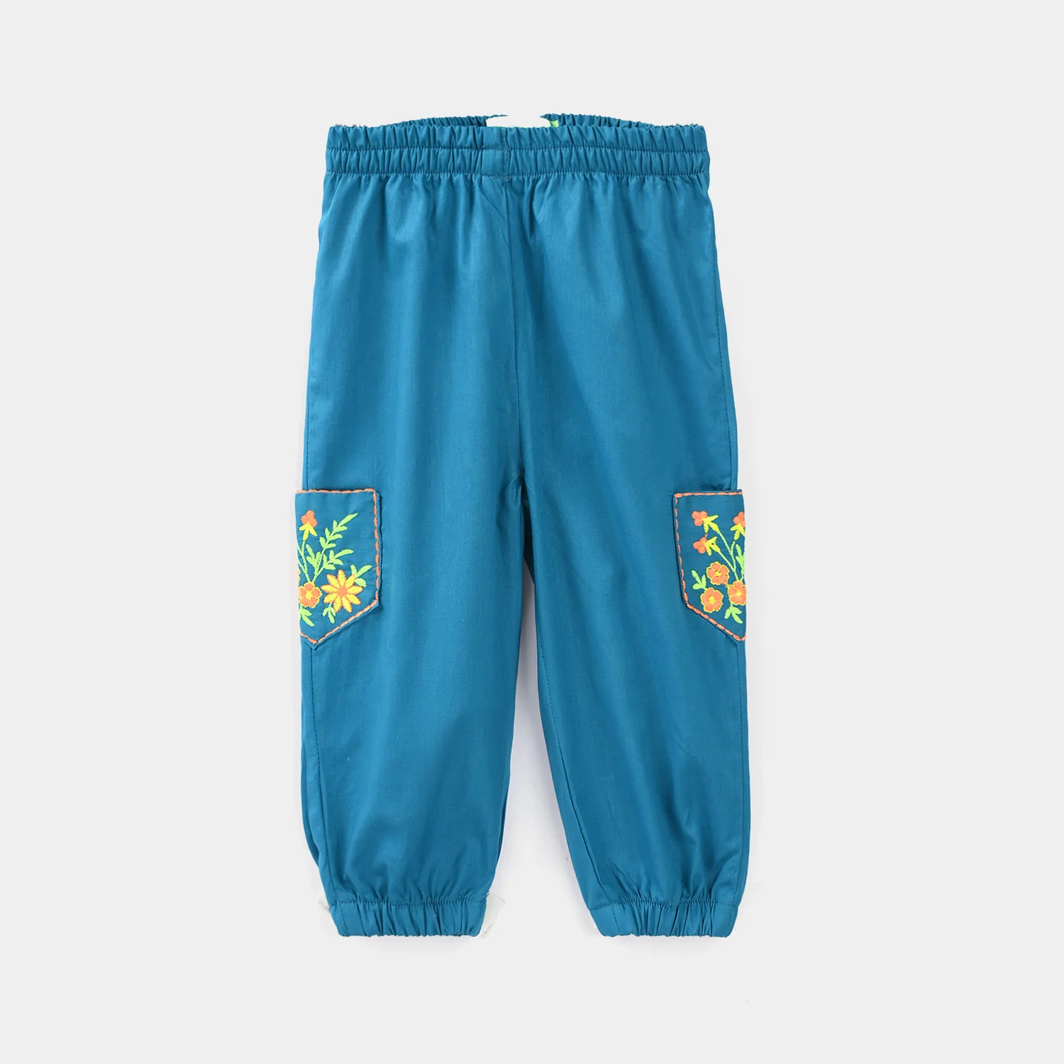 Infant Girls Cotton Embroidered 2Pcs Royal Blue - Turquoise - Image 5