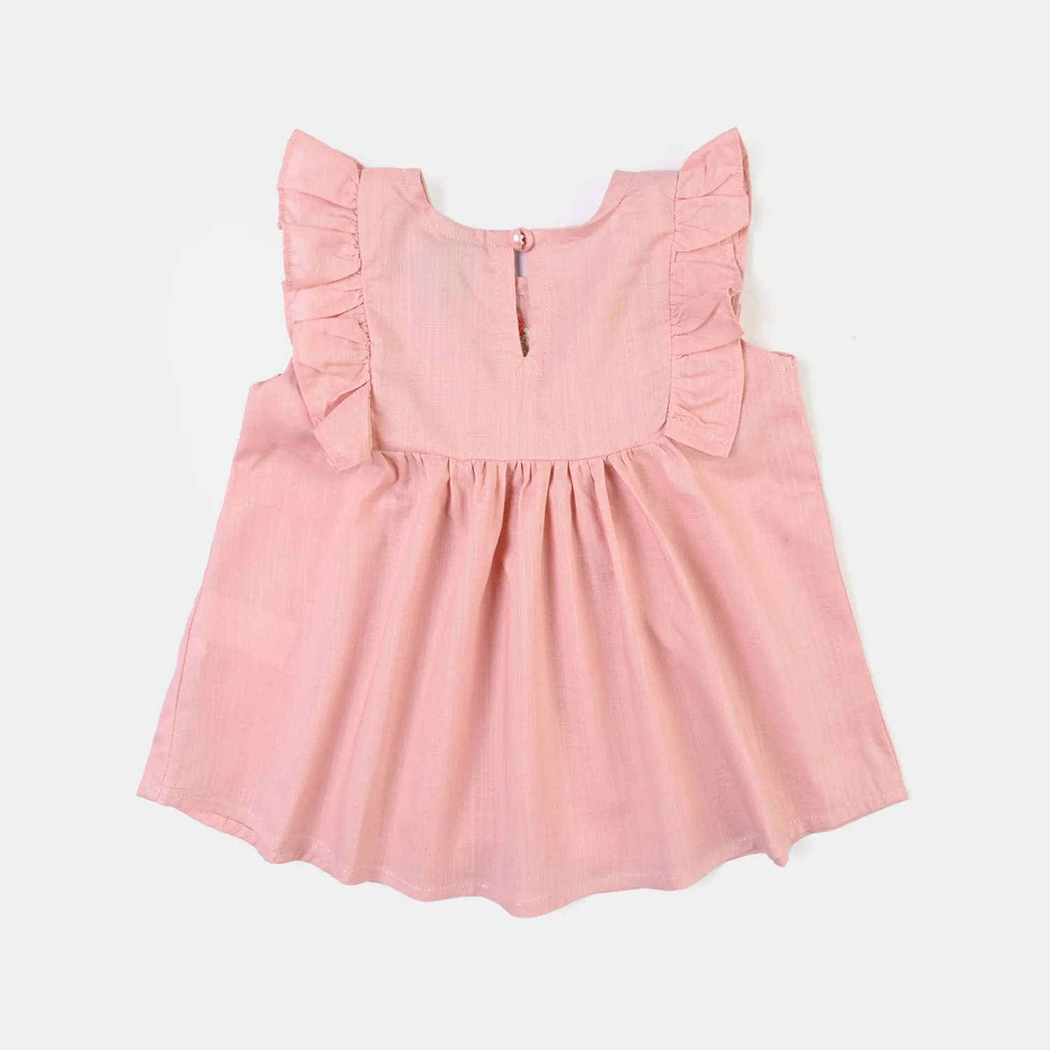 Infant Girls Cotton Emb Frock Desert Rose-Pink - Image 3