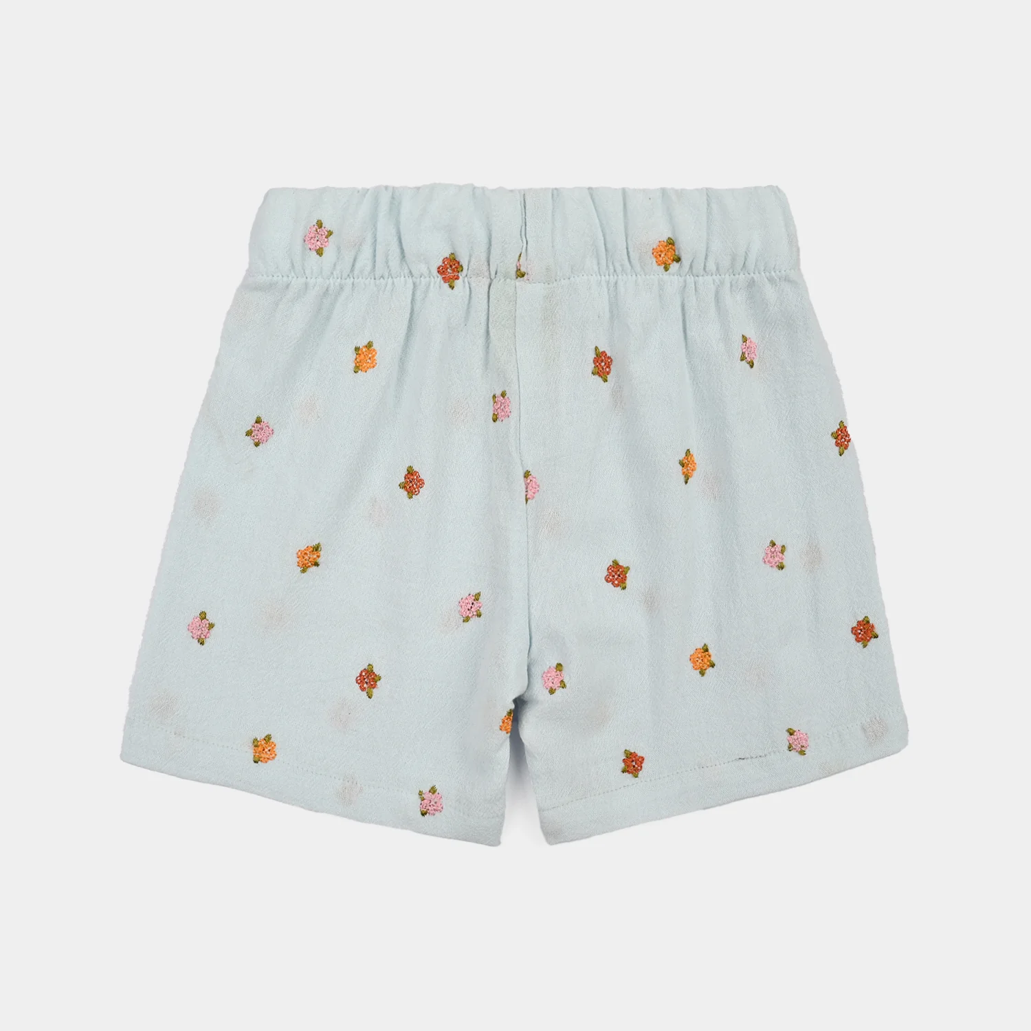 Infant Girls Cotton Emb Short Marine - Light Blue
