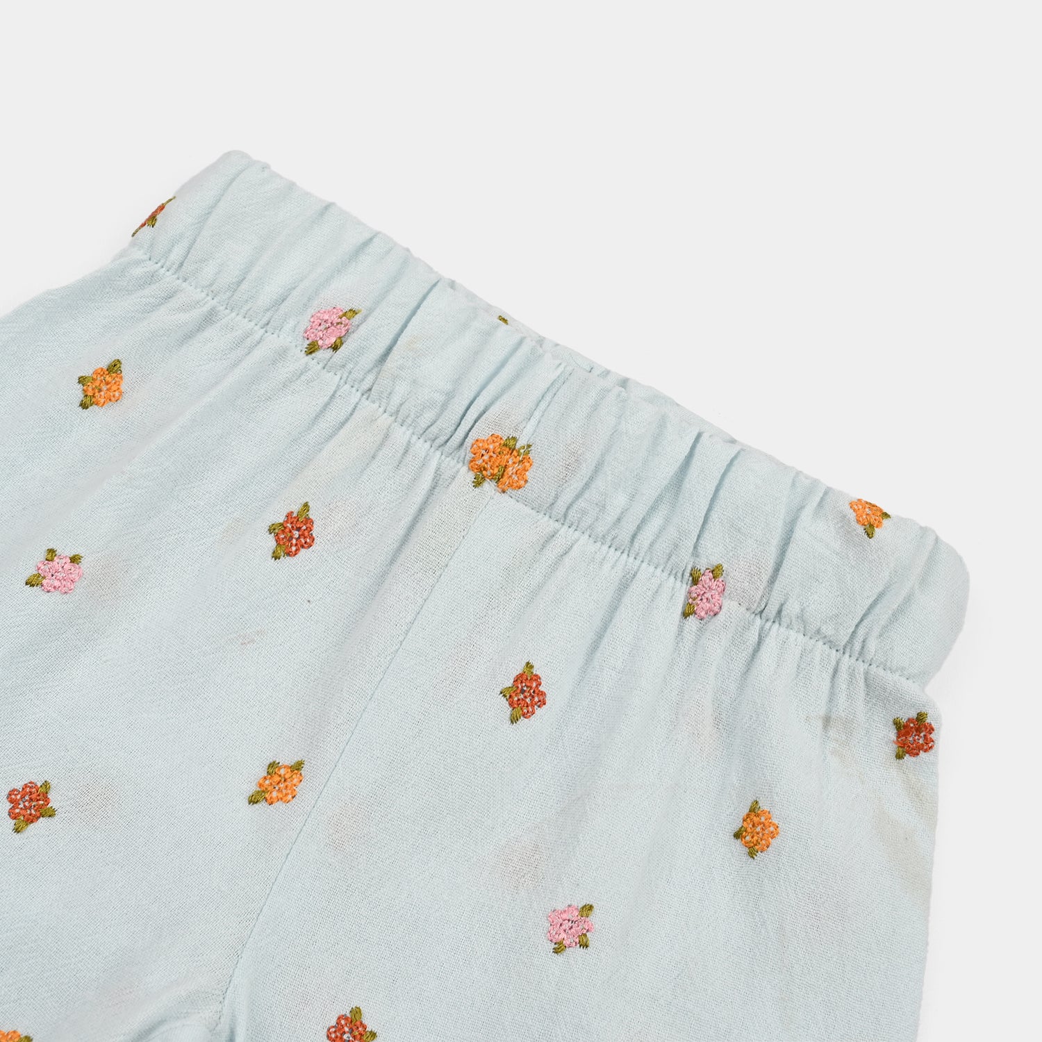 Infant Girls Cotton Emb Short Marine - Light Blue - Image 2