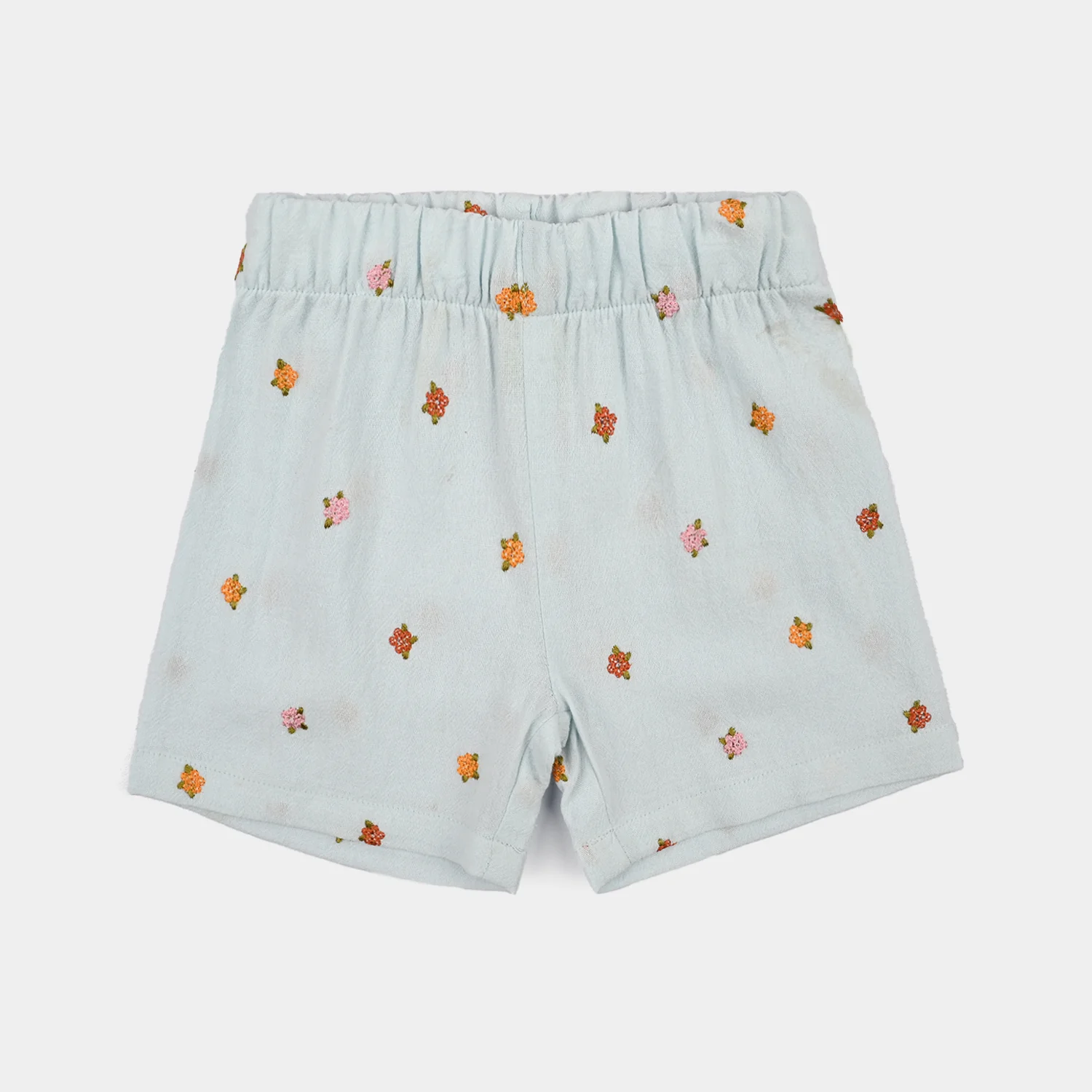 Infant Girls Cotton Emb Short Marine - Light Blue - Image 4
