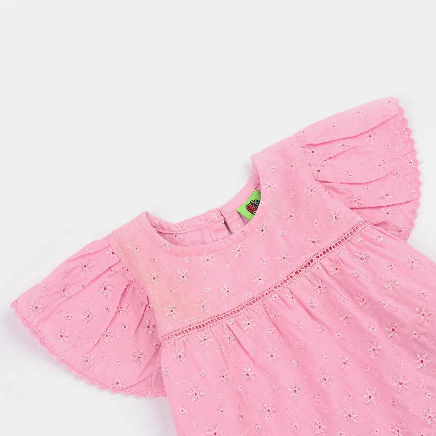 Infant Girls Cotton Emb Top Pink-Lilac - Image 2