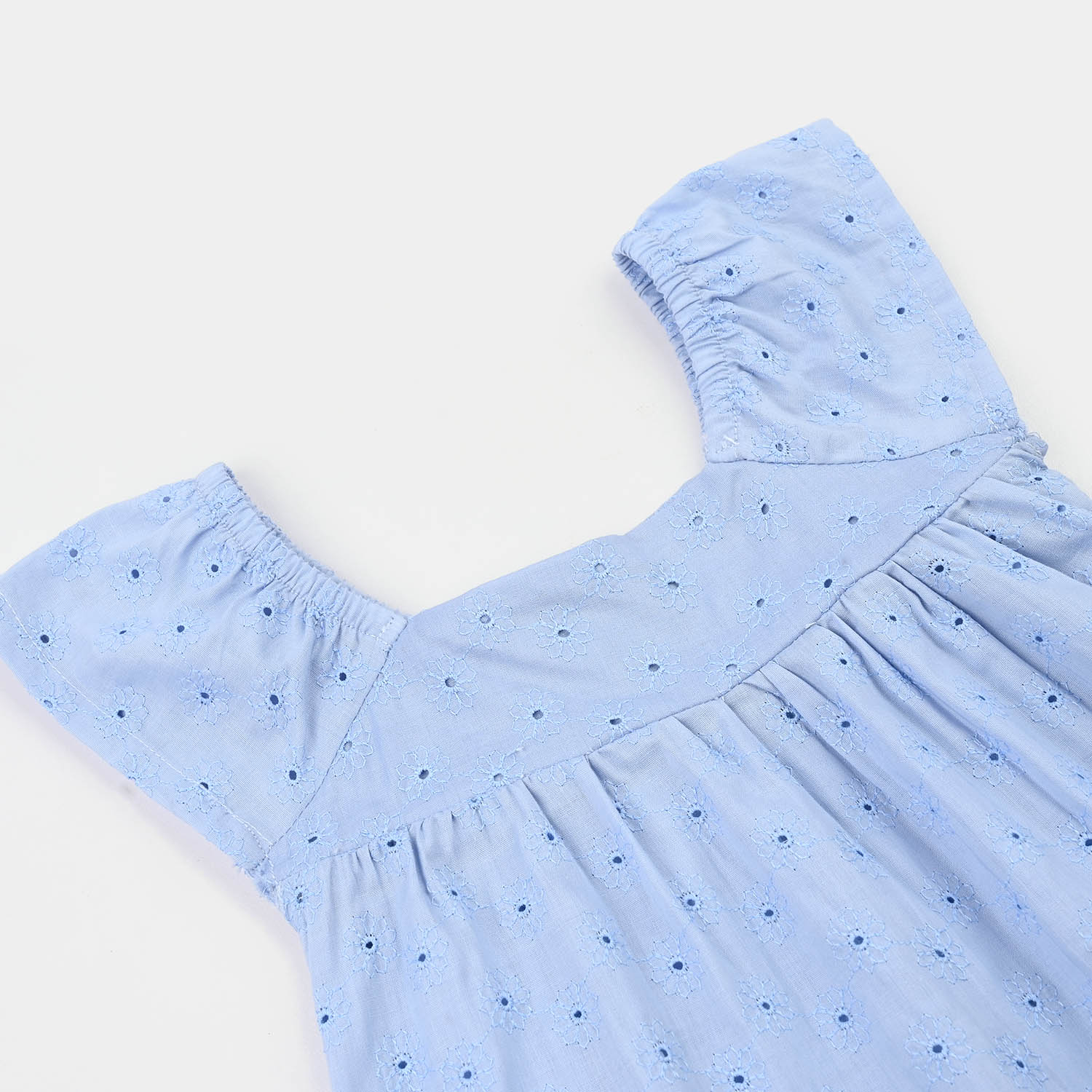 Infant Girls Cotton Emb Top-Blue - Image 2