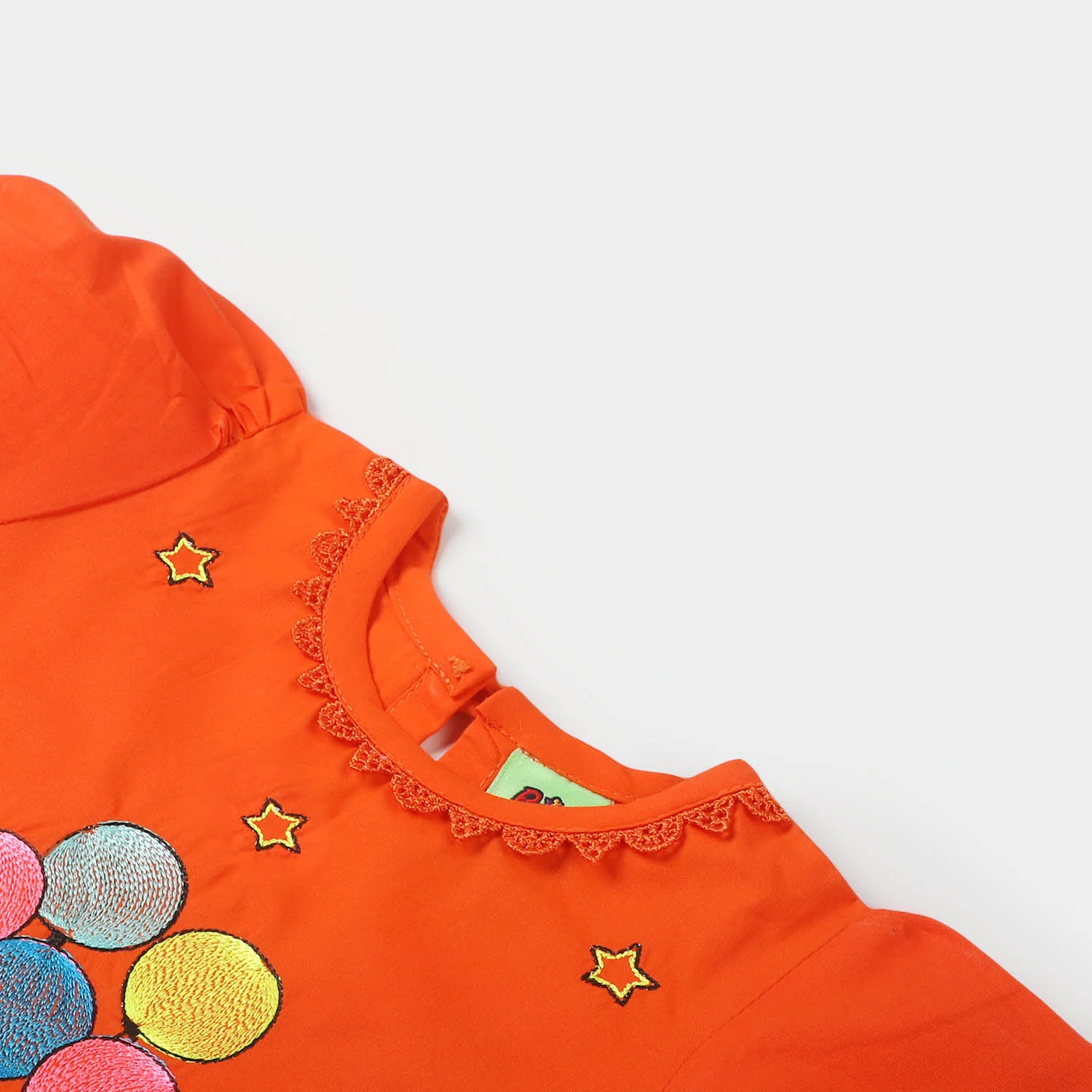 Infant Girls Cotton Embroidered Kurti - ORANGE - Image 3