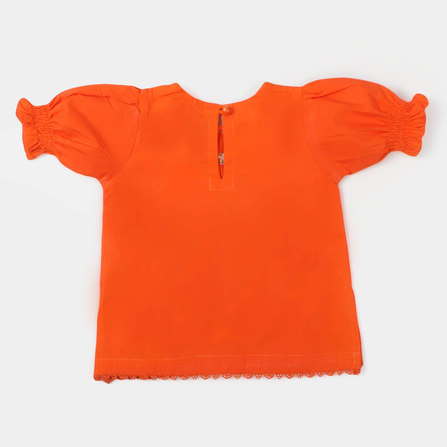 Infant Girls Cotton Embroidered Kurti - ORANGE - Image 4