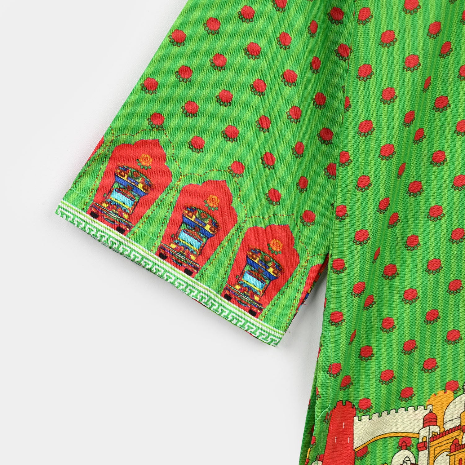 Infant Girls Cotton Independence Kurti Rose-Green - Image 3