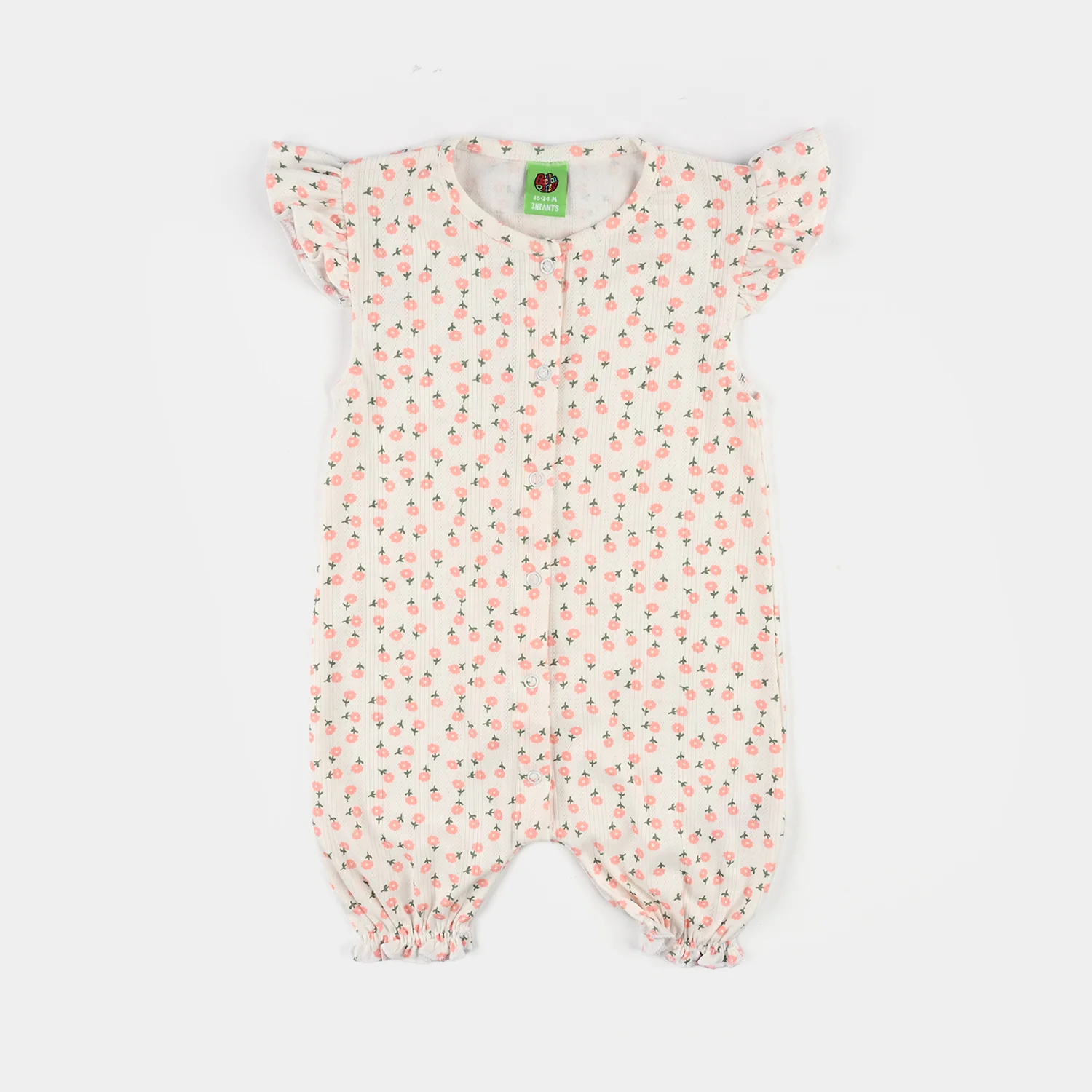 Infant Girls Cotton Interlock Knitted Romper (Soft Petal) - White