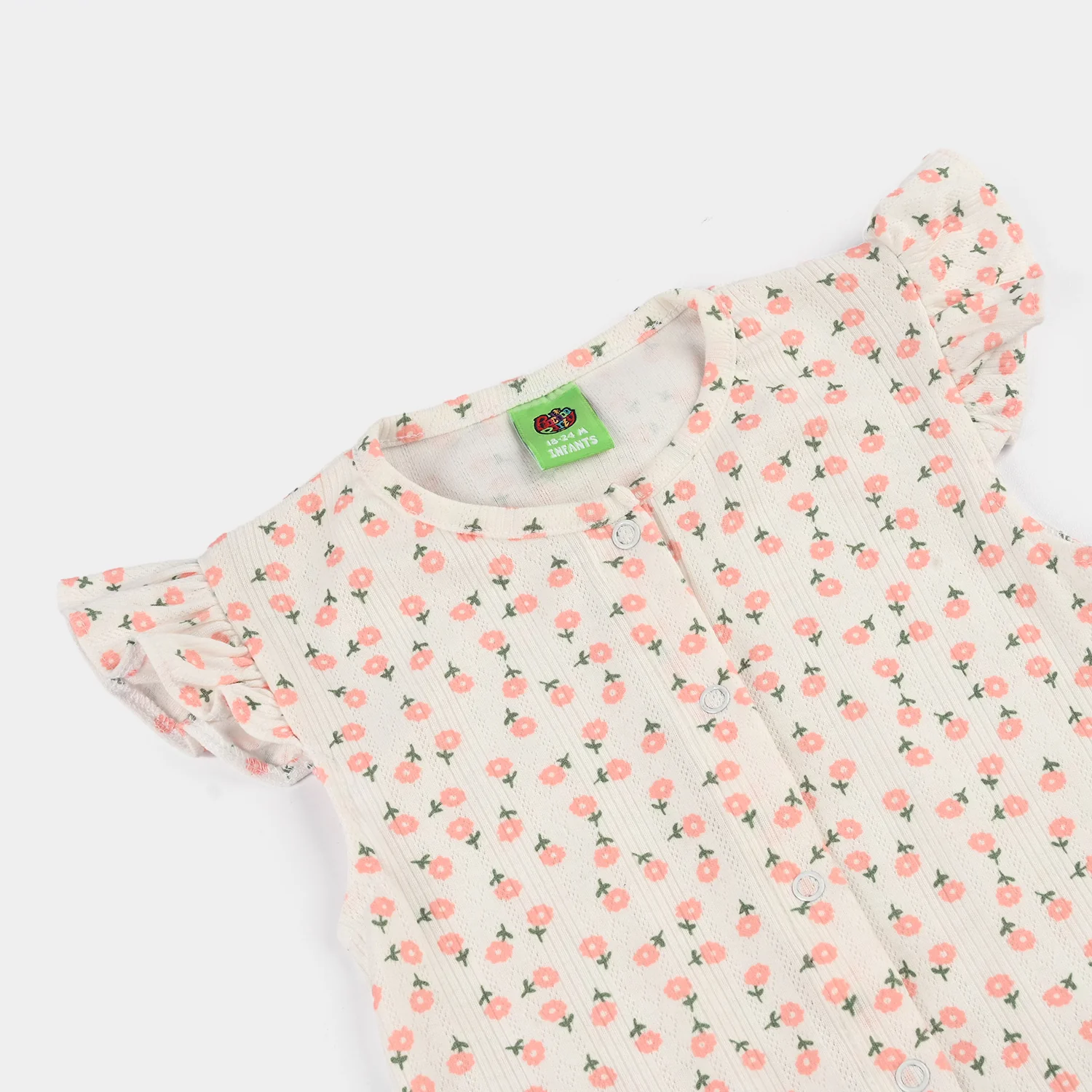 Infant Girls Cotton Interlock Knitted Romper (Soft Petal) - White - Image 3