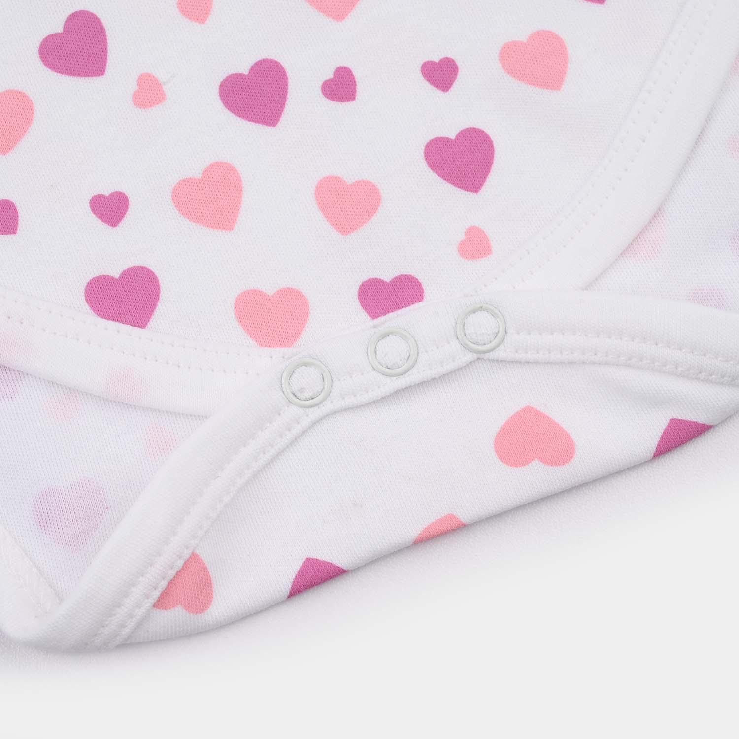 Infant Girls Cotton Interlock Romper (Little Hearts) - White - Image 3