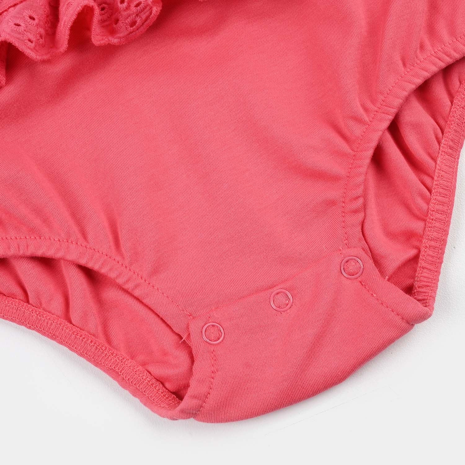 Infant Girls Cotton Interlock Romper- Pink - Image 4