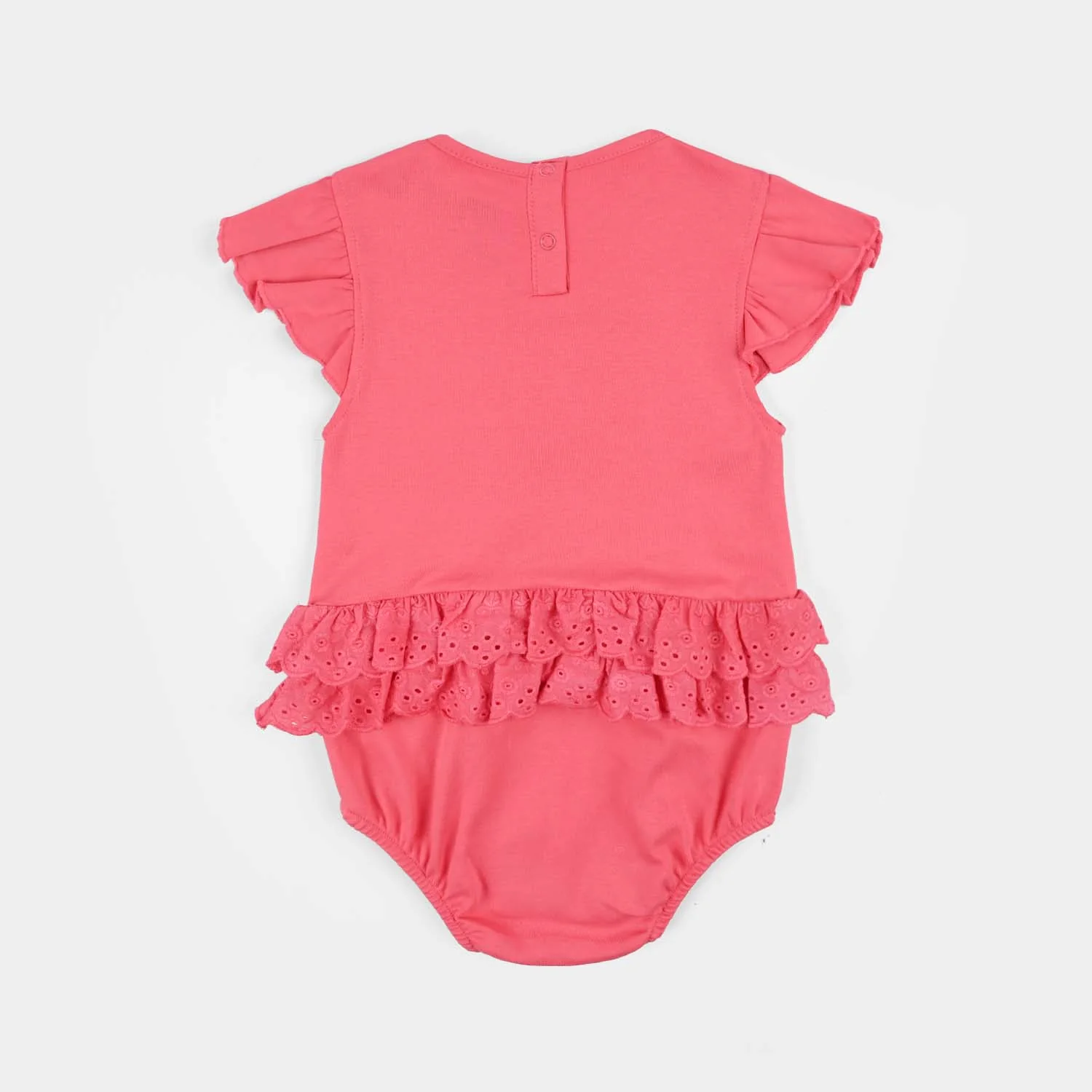 Infant Girls Cotton Interlock Romper- Pink - Image 5