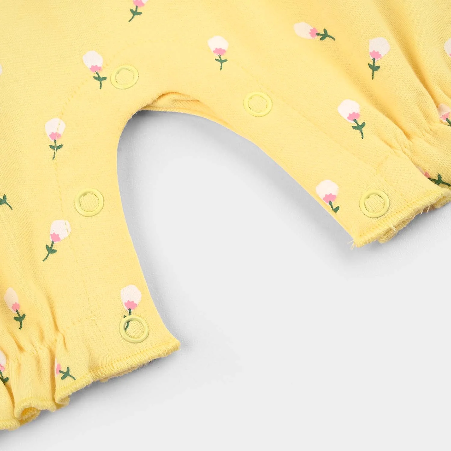 Infant Girls Cotton Interlock Romper Rabbit Dove-Yellow - Image 3