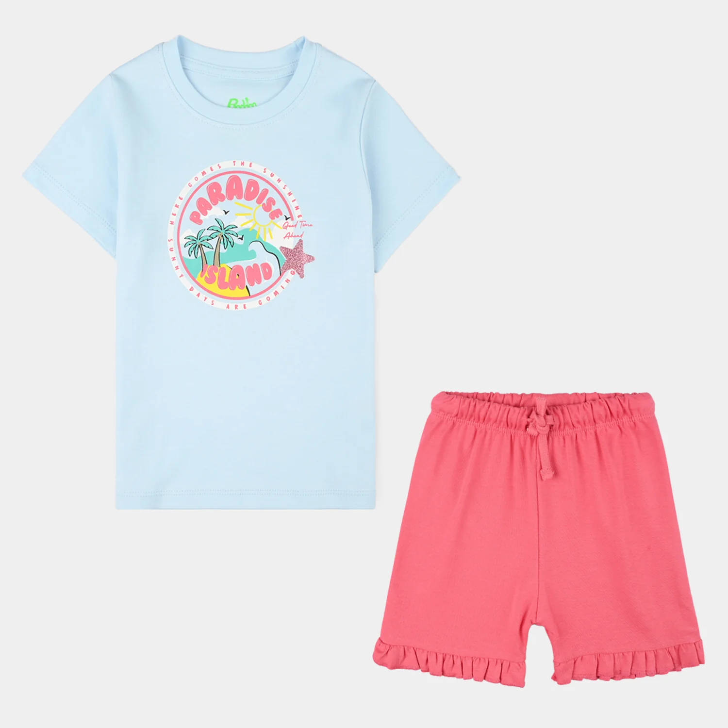 Infant Girls Cotton Interlock Suit (Paradise) - Blue/Pink