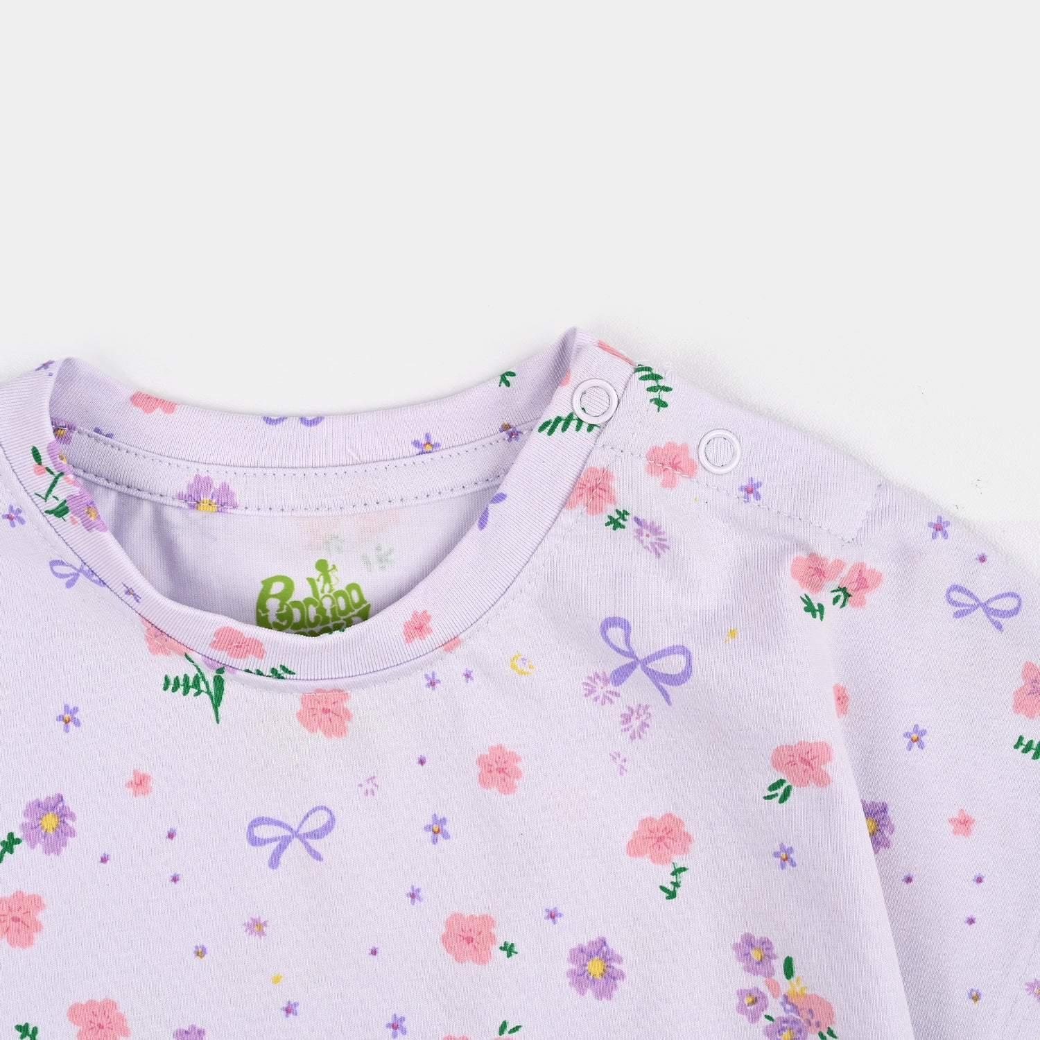 Infant Girls Cotton Interlock T-Shirt Purple Flower-light Purple - Image 3