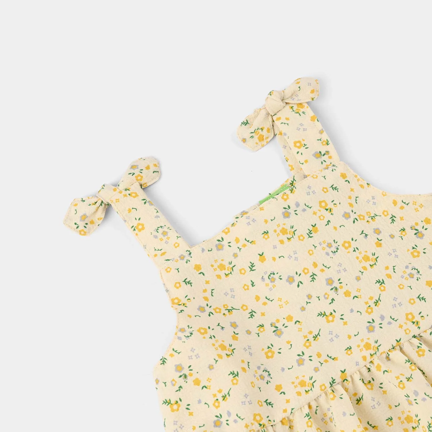 Infant Girls Cotton Jacquard 2 Pc Suit (Flower) - Yellow - Image 3